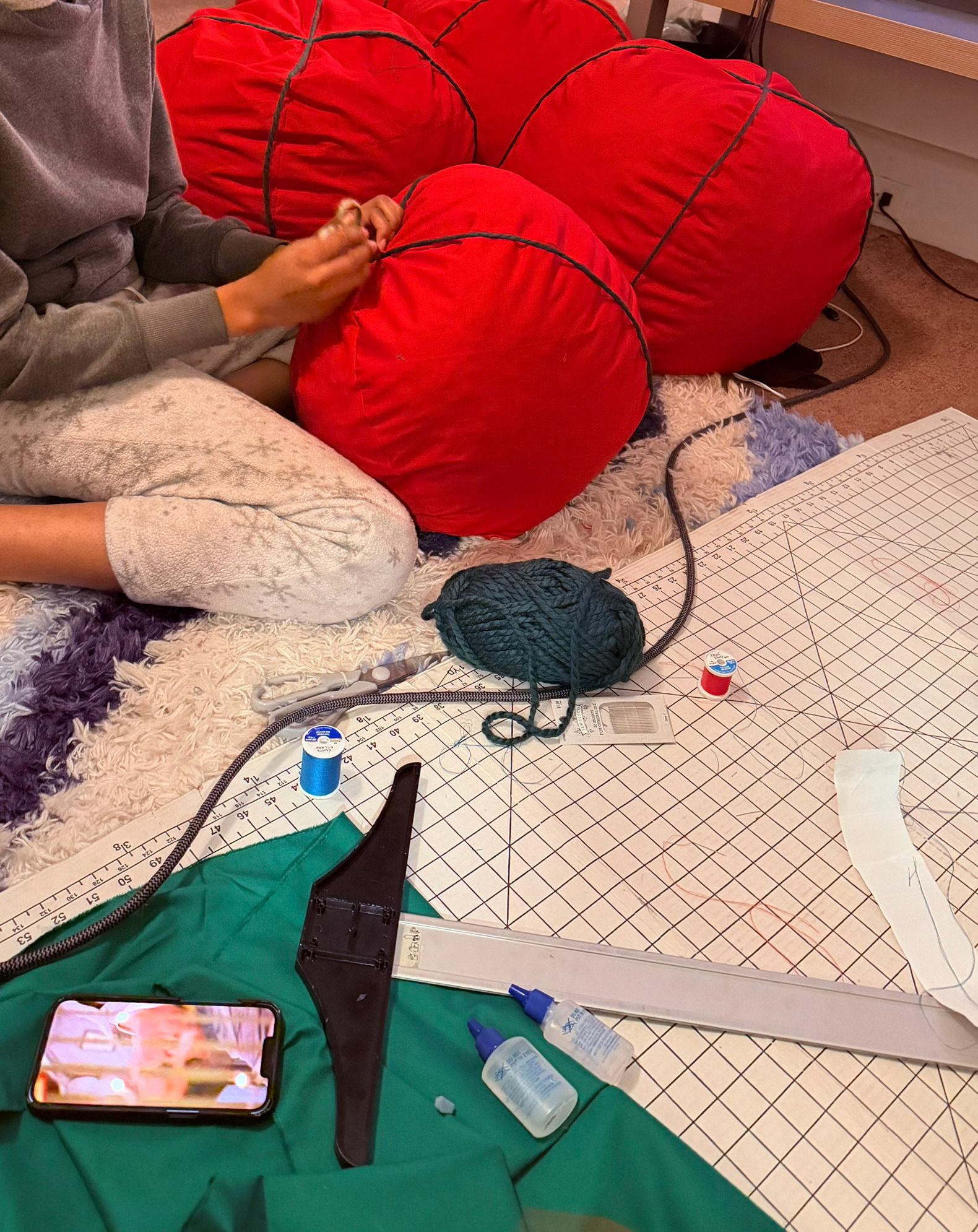 Sewing the Tomato Pin Cushions