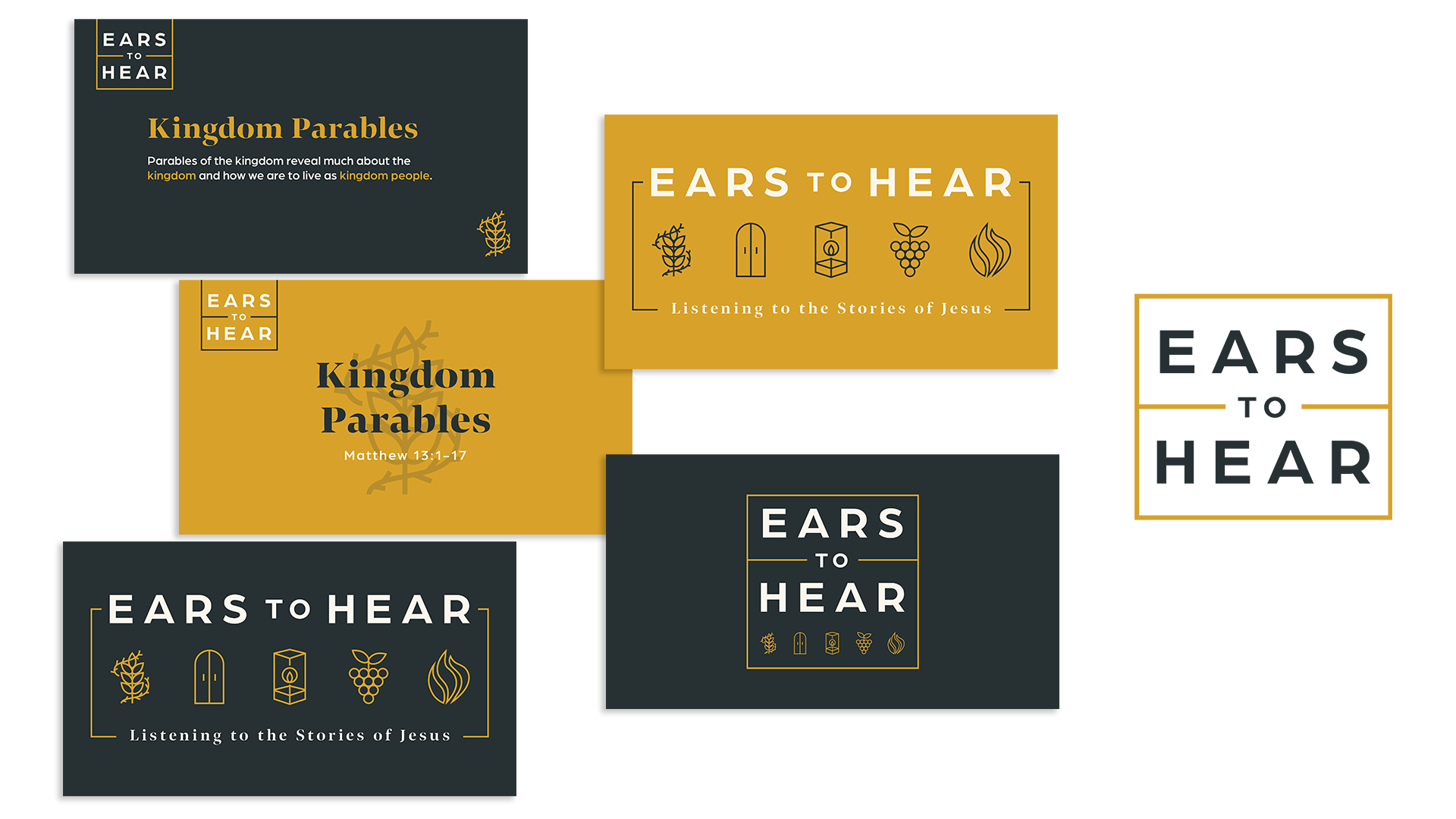 Option 1: 5 Icons represent notable parables from each main category of parables.