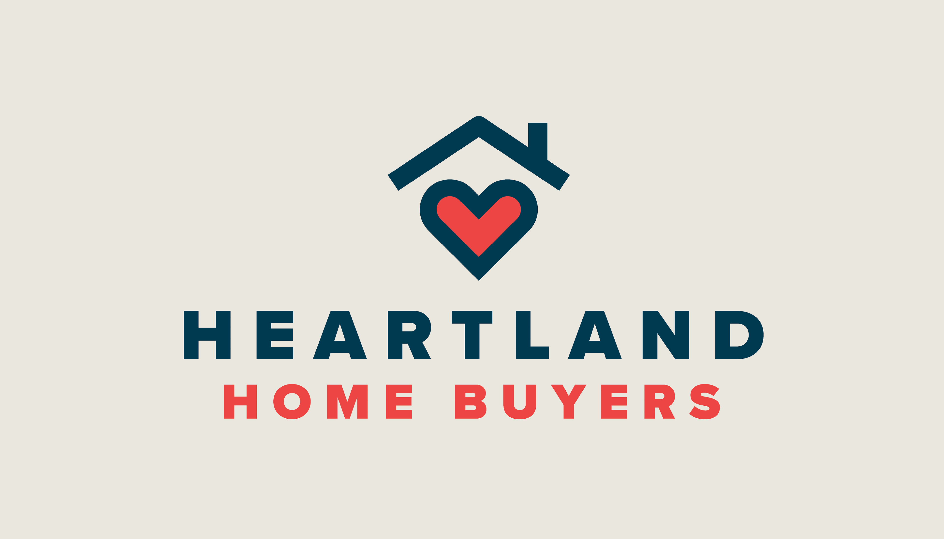 Logo and Brand Identity for a real estate business, Heartland Home Buyers, in Dayton, Ohio. The logo has a clean look and is made up of a heart with a roof and chimney.