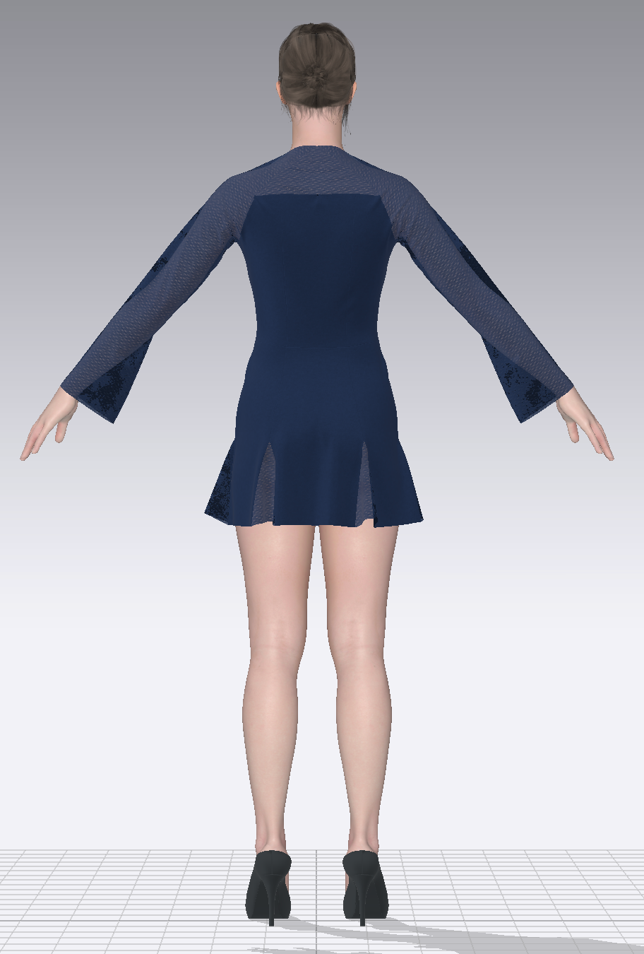 Mini Flare Dress digital simulation back view