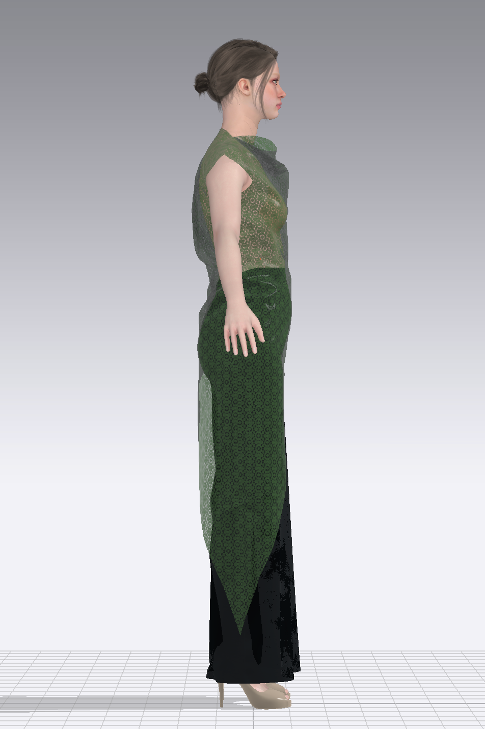Cowl Tunic digital simulation side view