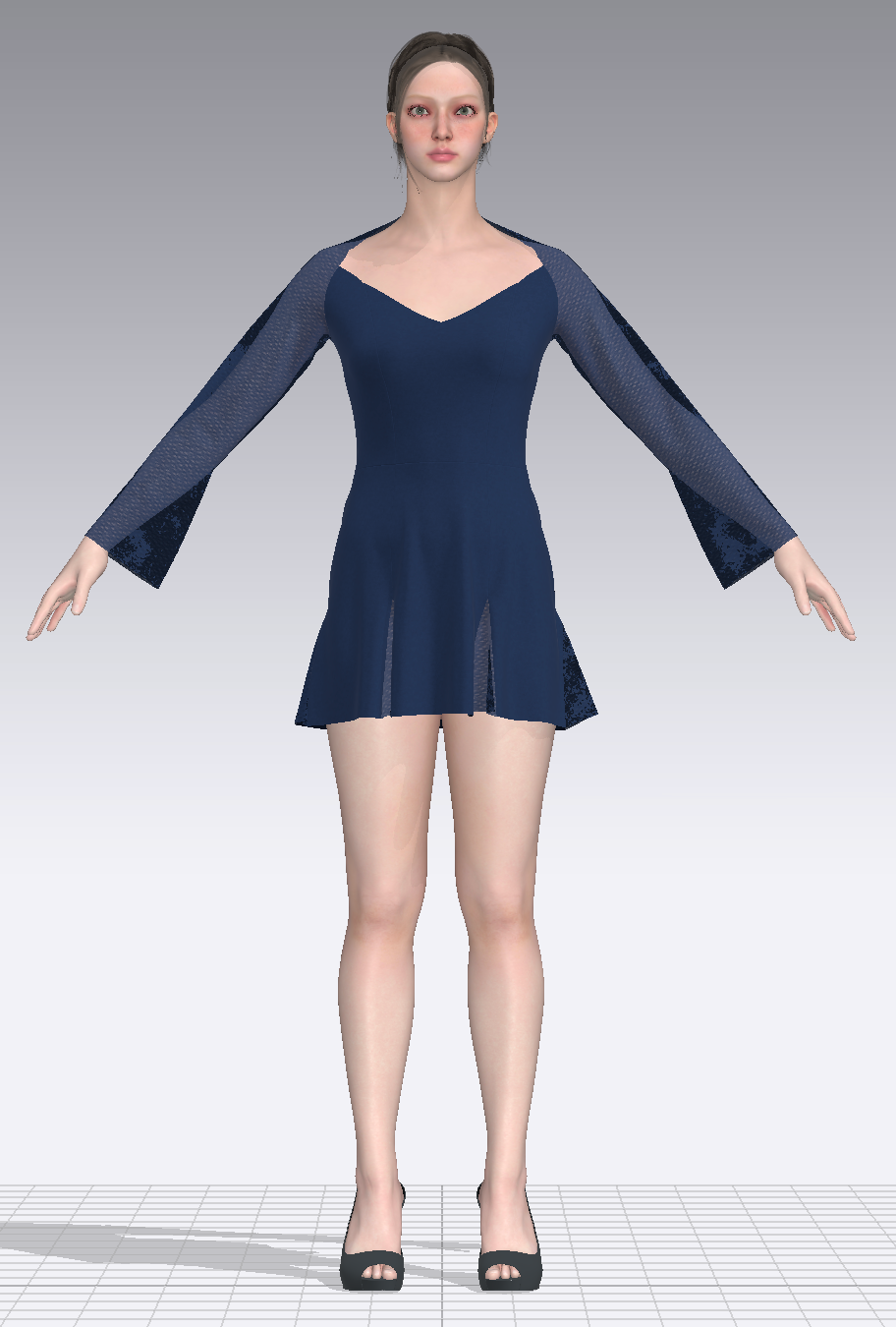 Mini Flare Dress digital simulation front view