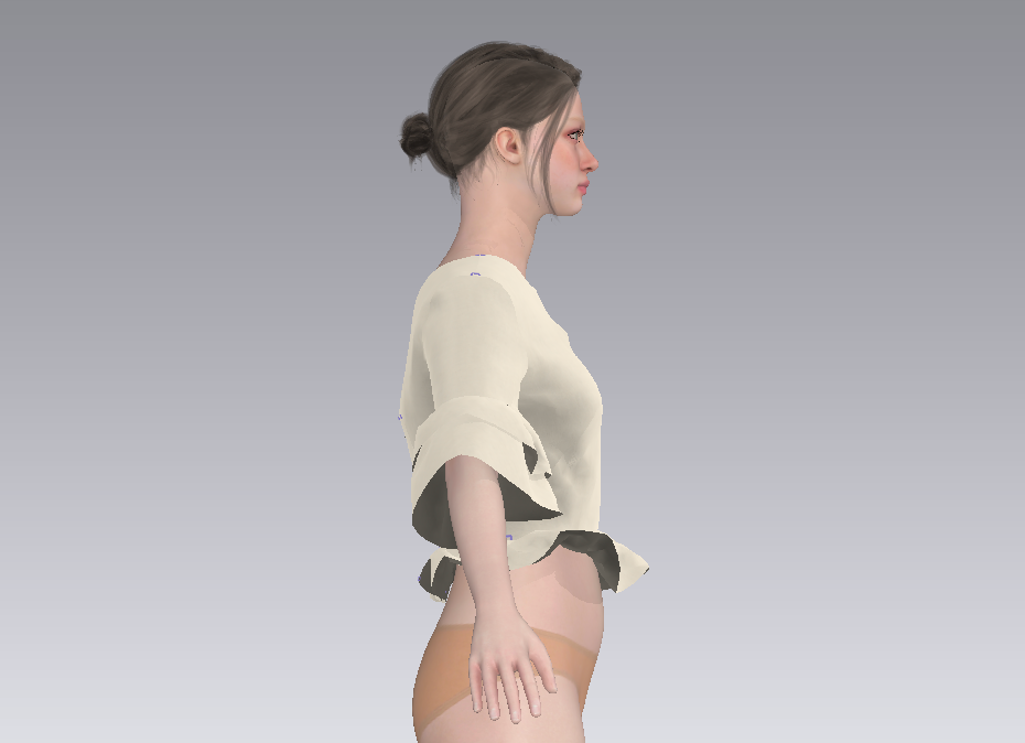Triangle Blouse digital simulation side view