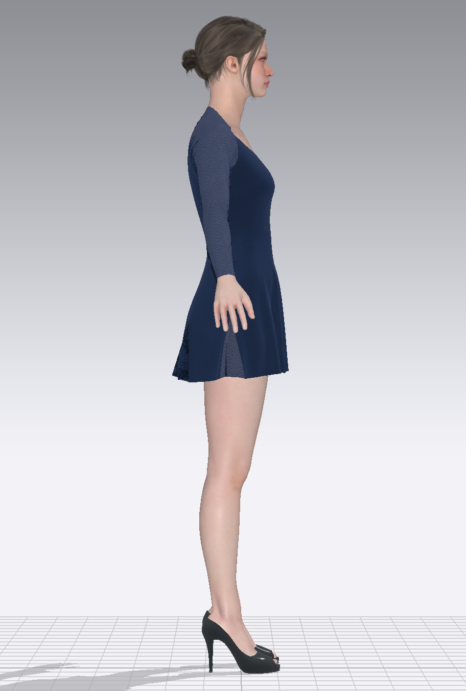 Mini Flare Dress digital simulation side view