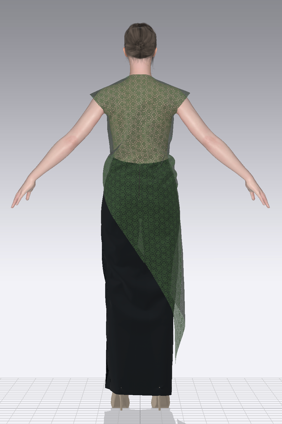 Cowl Tunic digital simulation back view