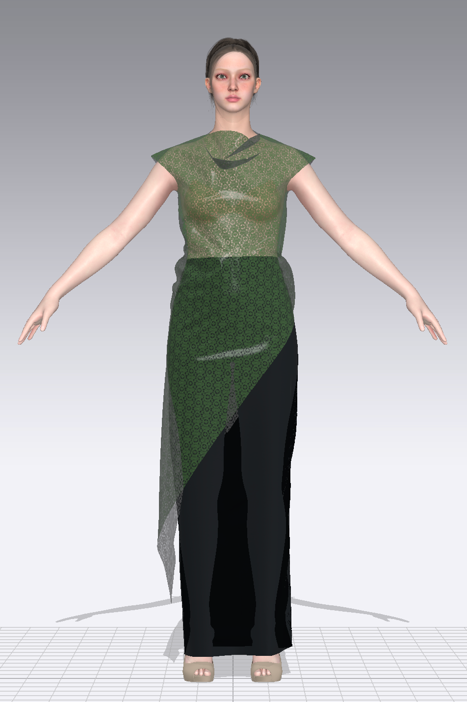 Cowl Tunic digital simulation front view
