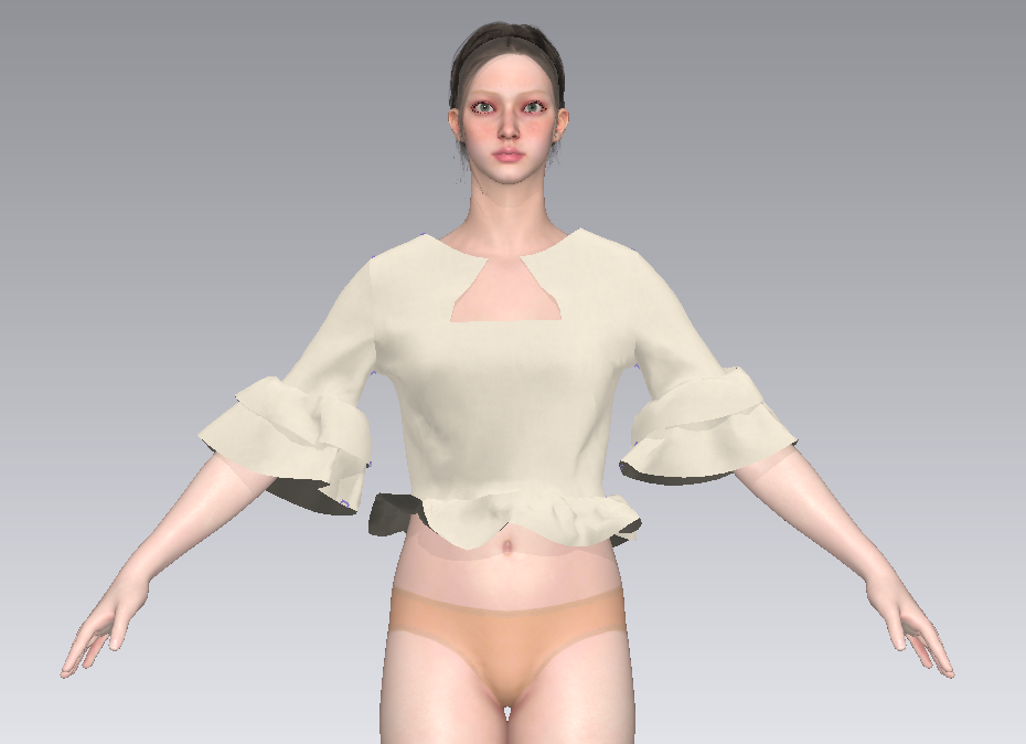 Triangle Blouse digital simulation front view
