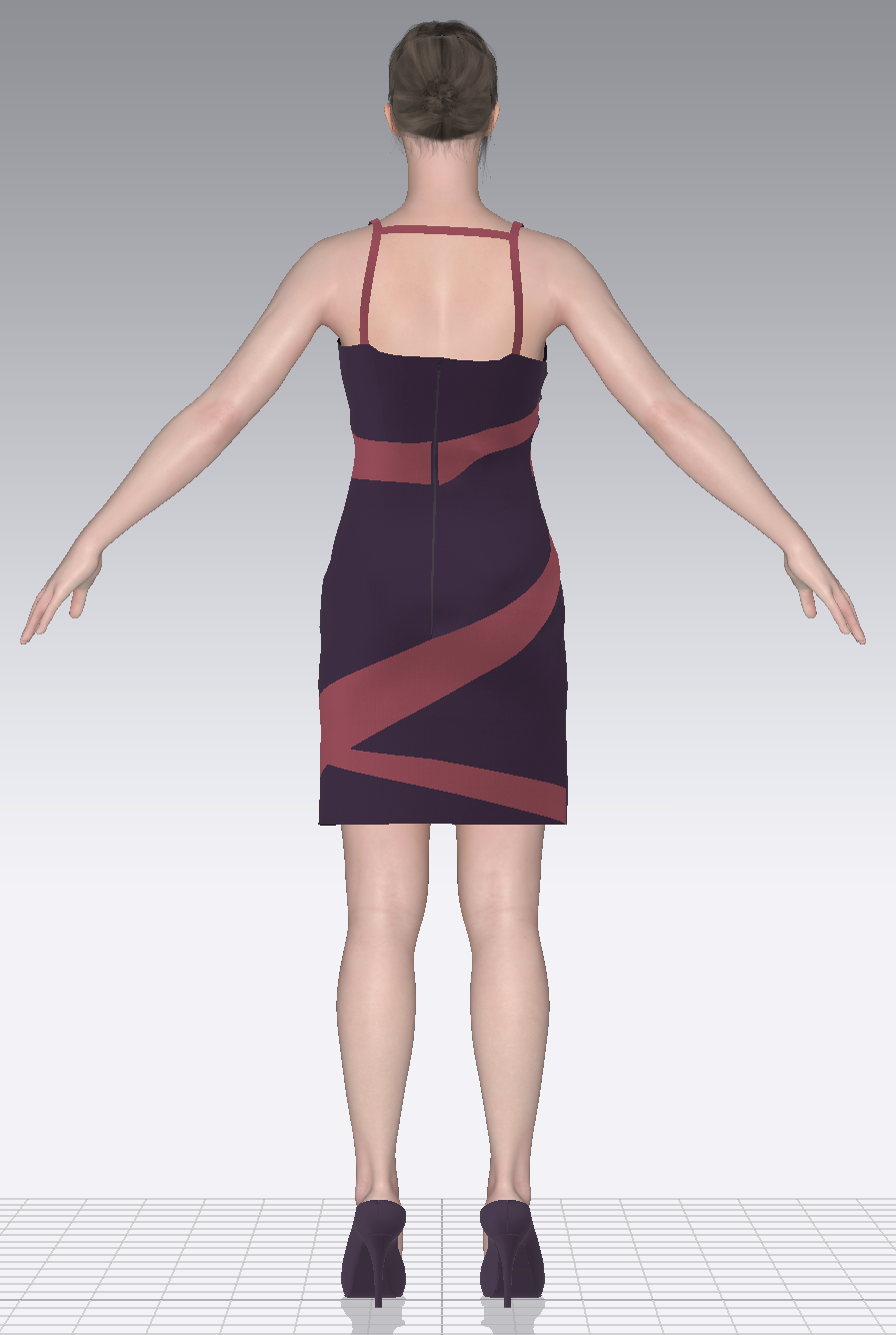 Wrapping Dress digital simulation back view