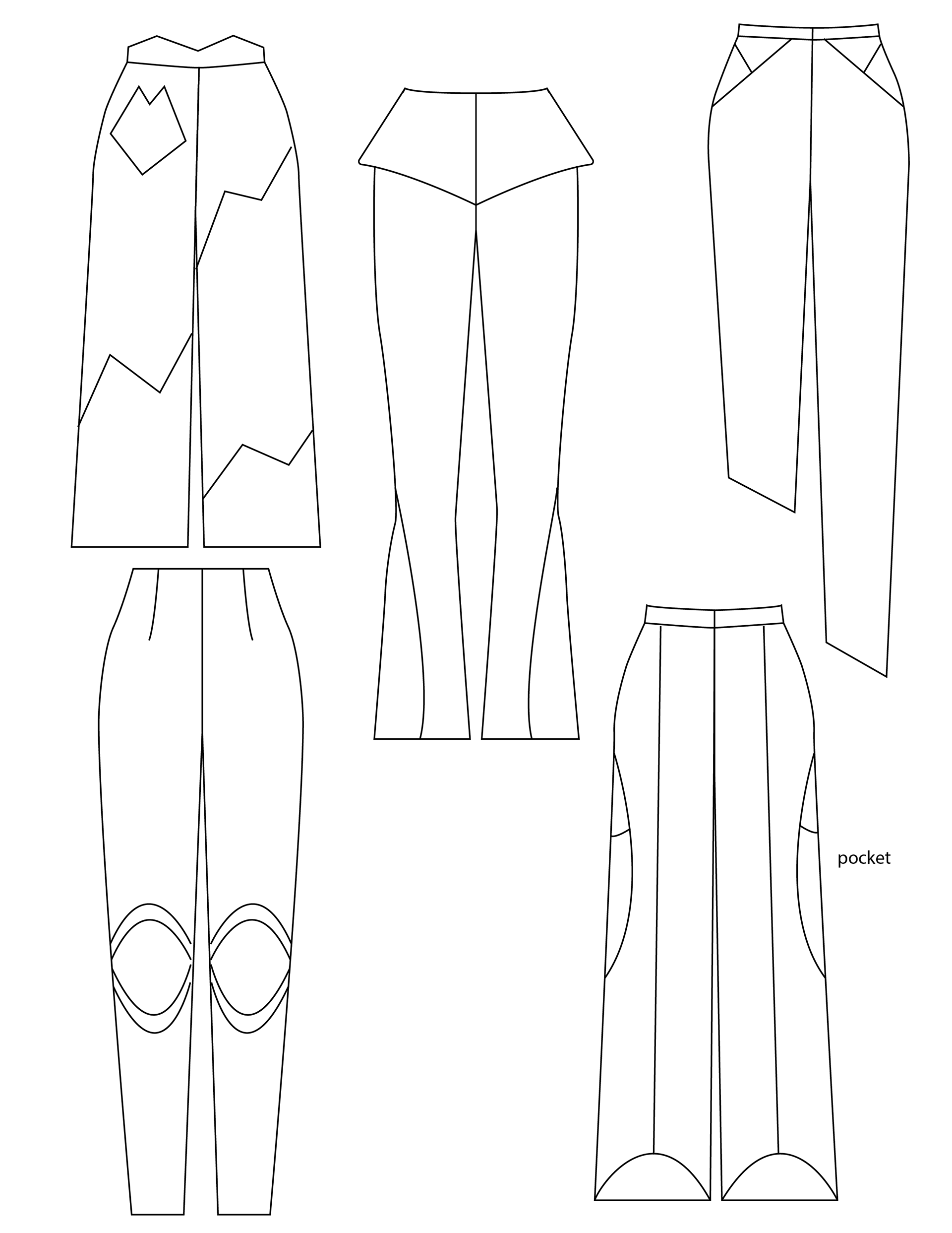 Initial pants sketches