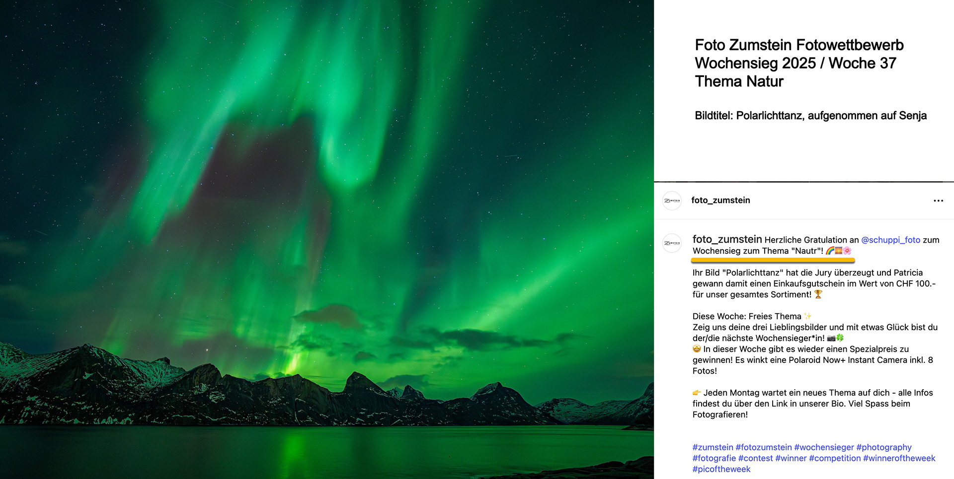 Wochensiegerbild Foto Zumstein Woche 37 / 2025