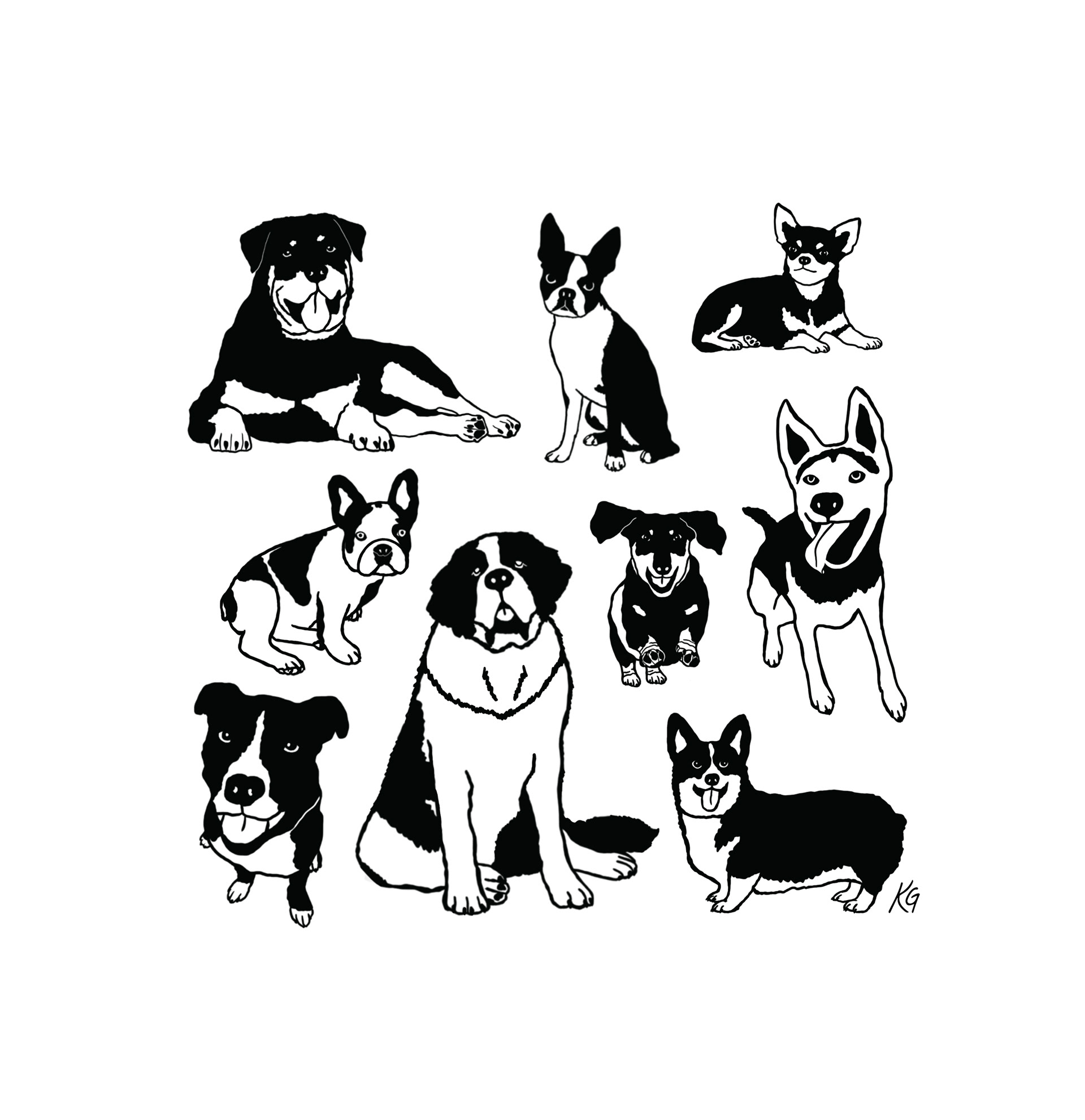 Multi-Breed Dog Illustration