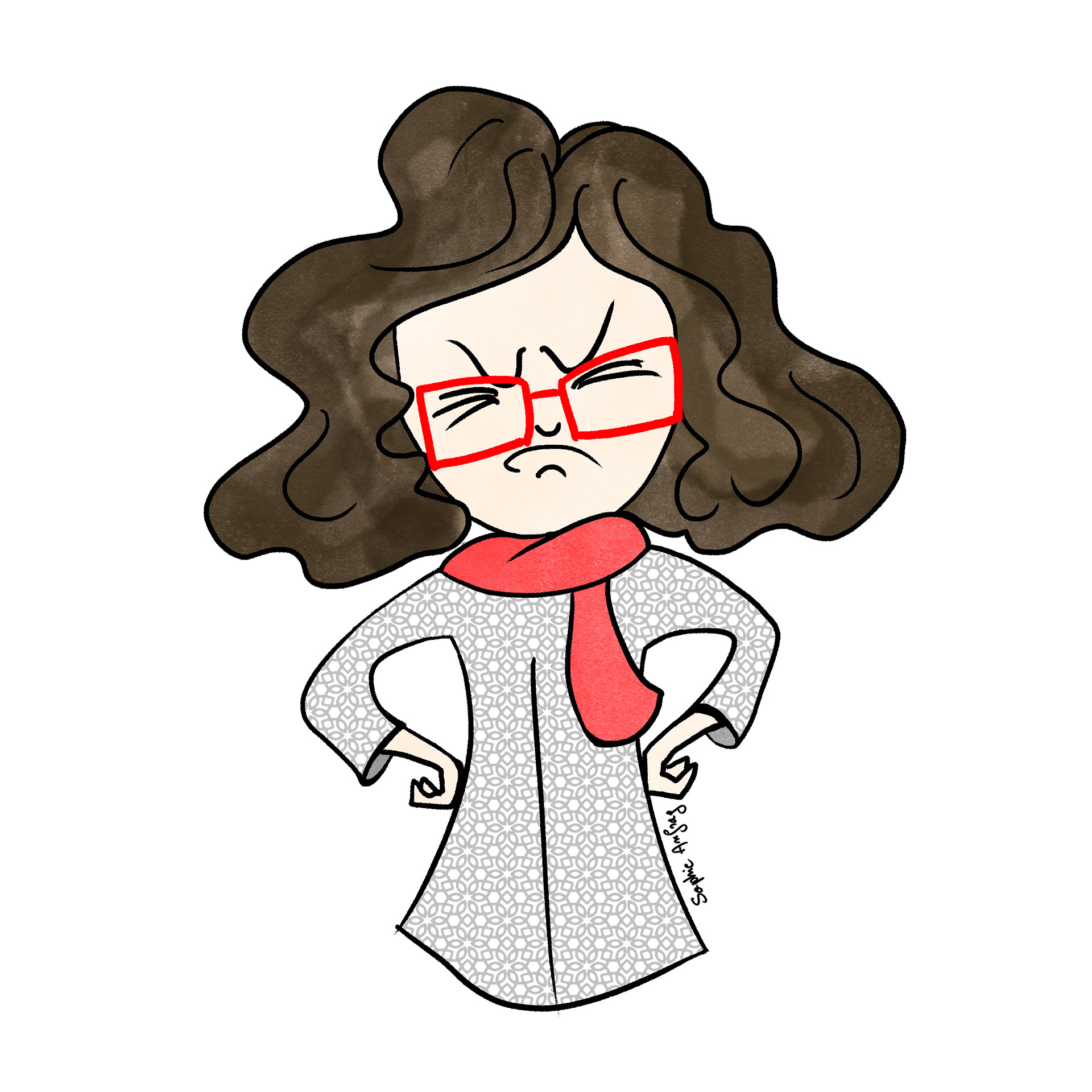 Dessin humoristique d'une femme en colère.