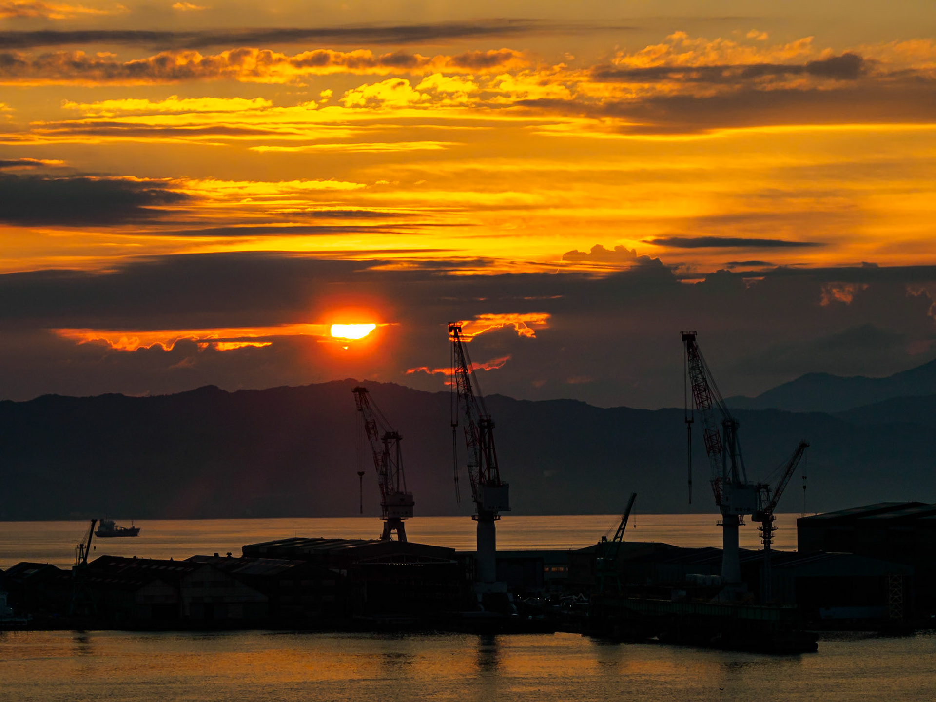 Sunset over Hakodate Docks