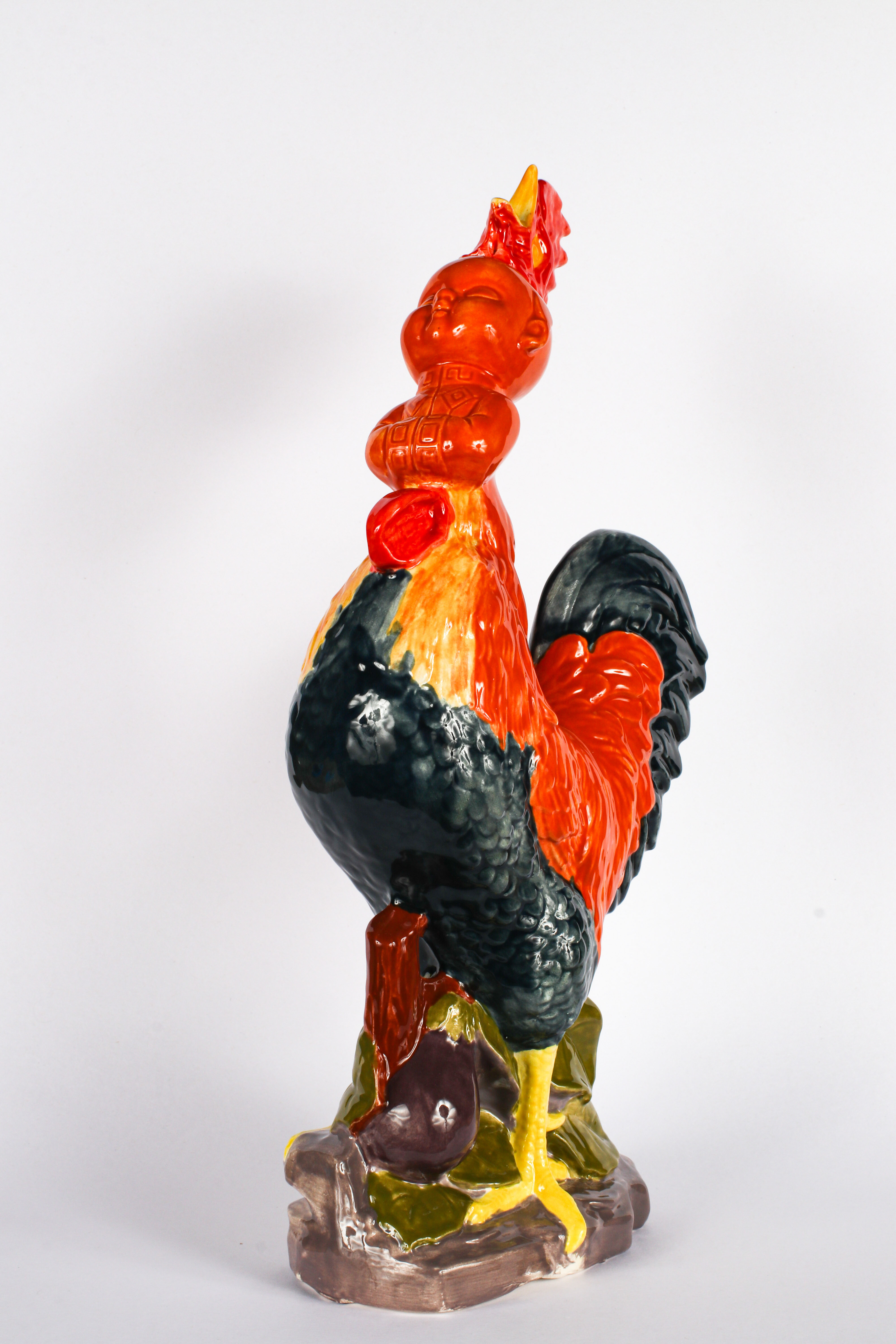 Boy Rooster, 2022, slip cast porcelain, glaze, 12 x 6 x 3 in