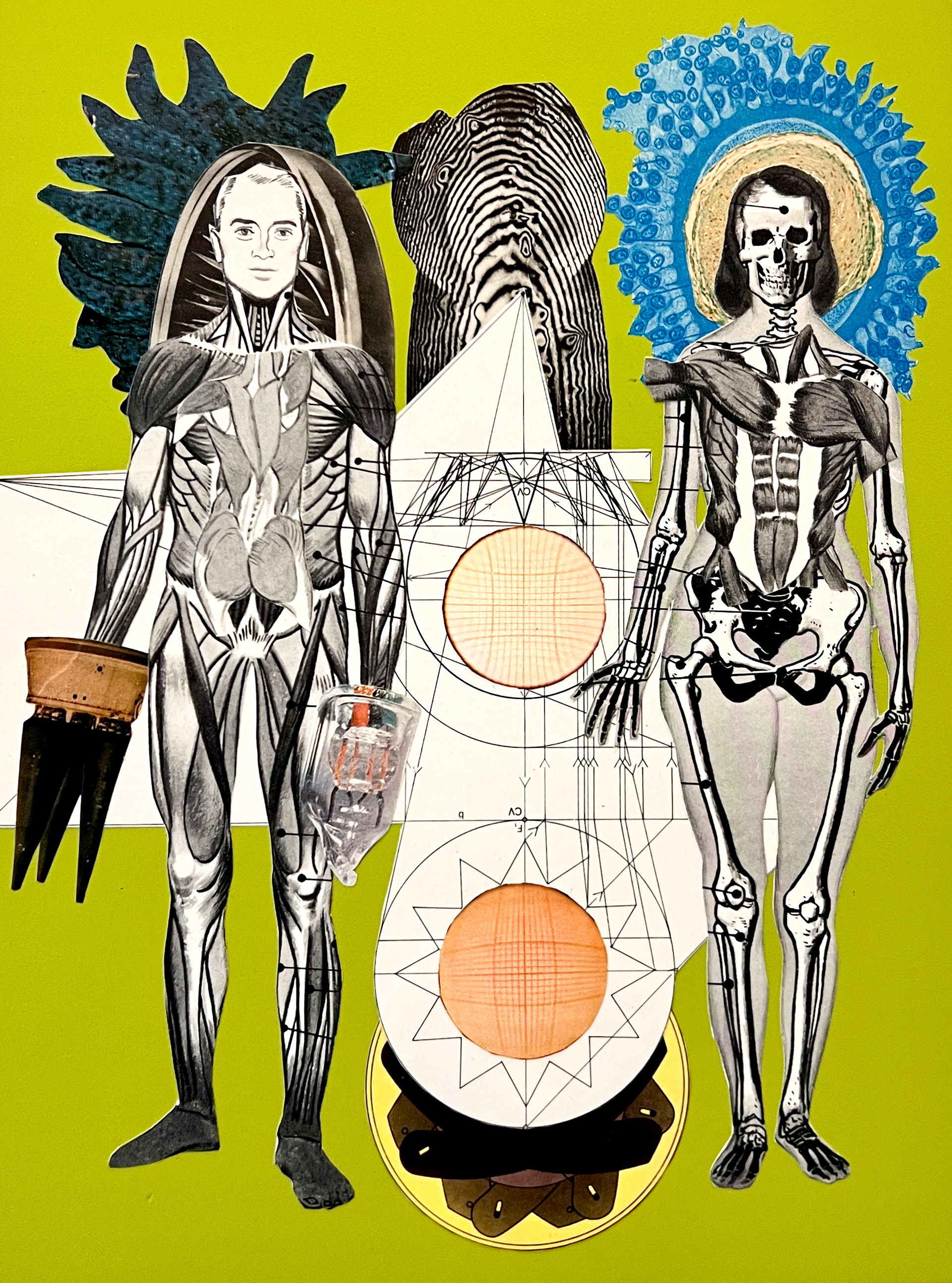 Reconciling Masculinity 7, 2023, paper, glue, acrylic paint, archival satin matte medium top coat on birch panel 