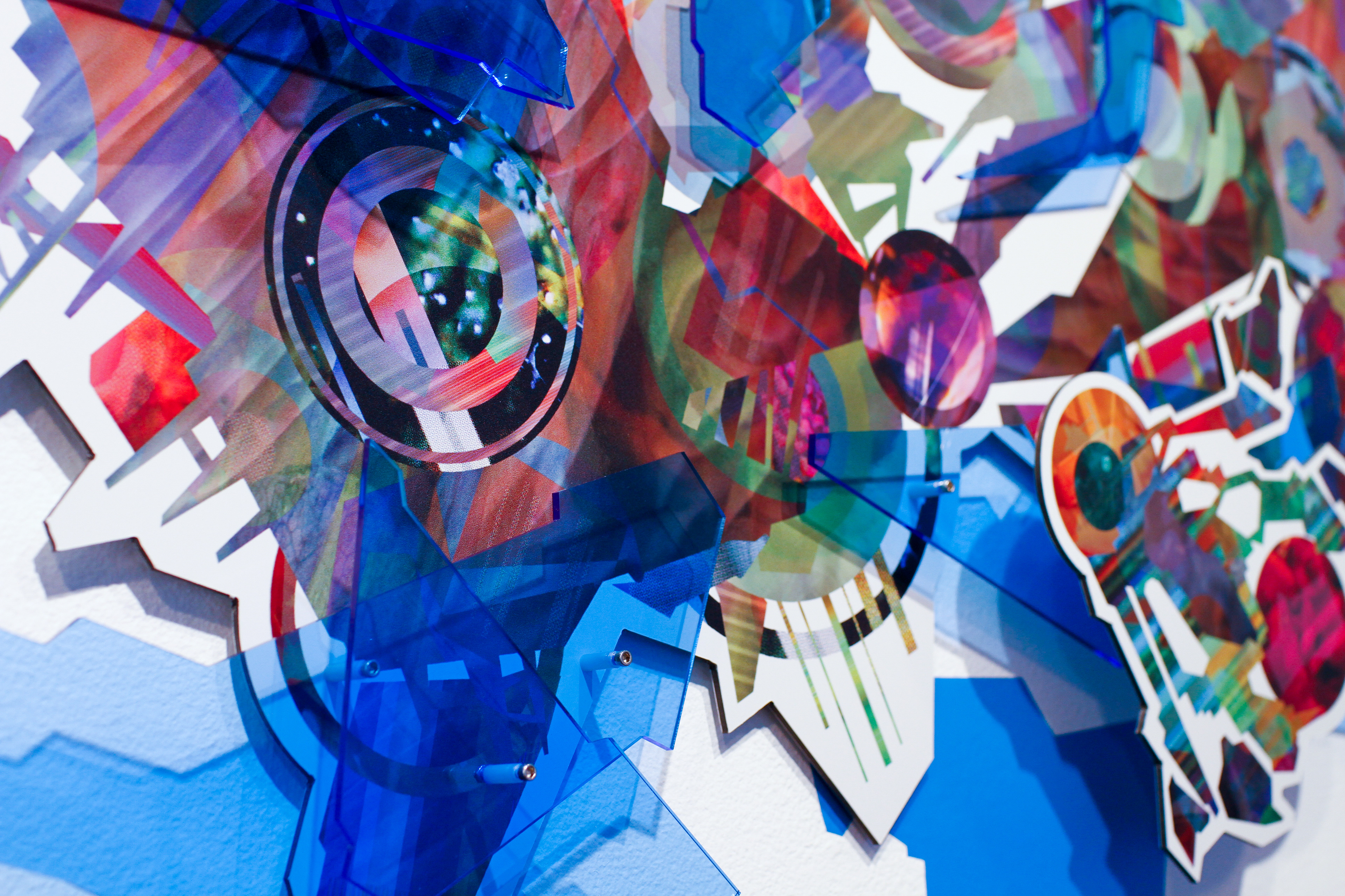 Meta Memory 42, 2017, manipulated digital photo collage with laser-cut acrylic on aluminum Dibond, detail