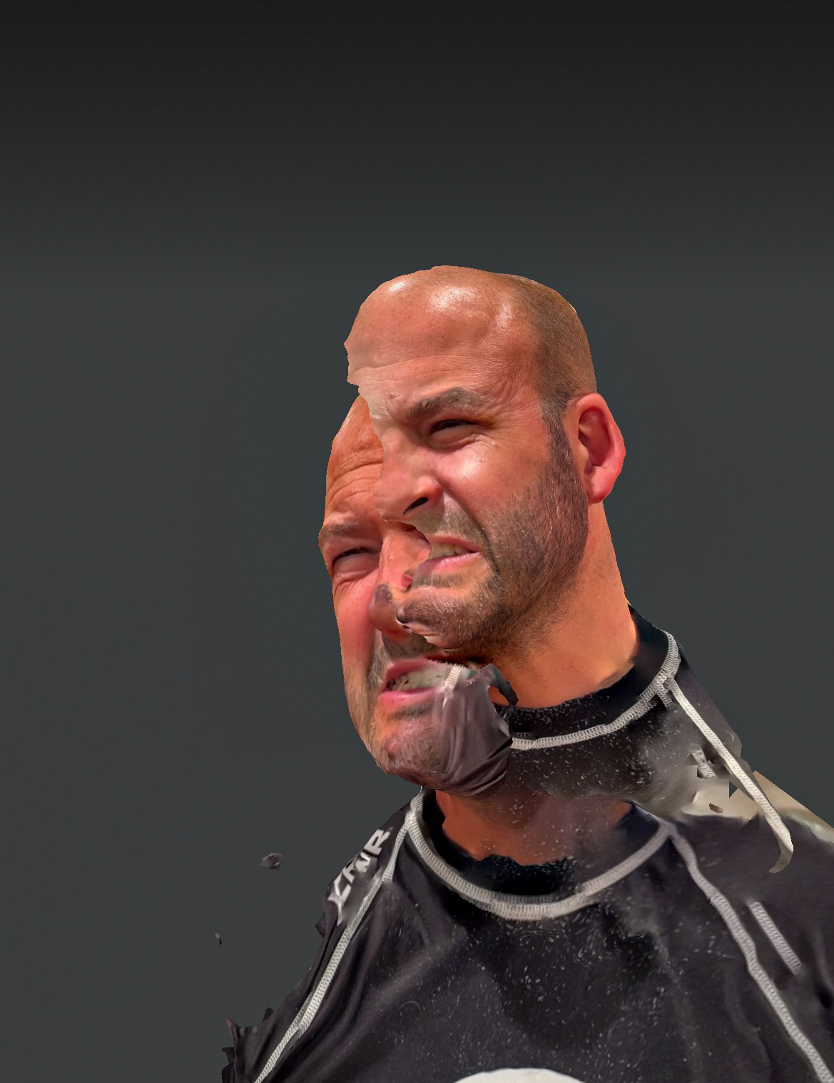 Hyper-Masculinity Schism 4, 2023, 3D scan on Diebond, 18” x 24”