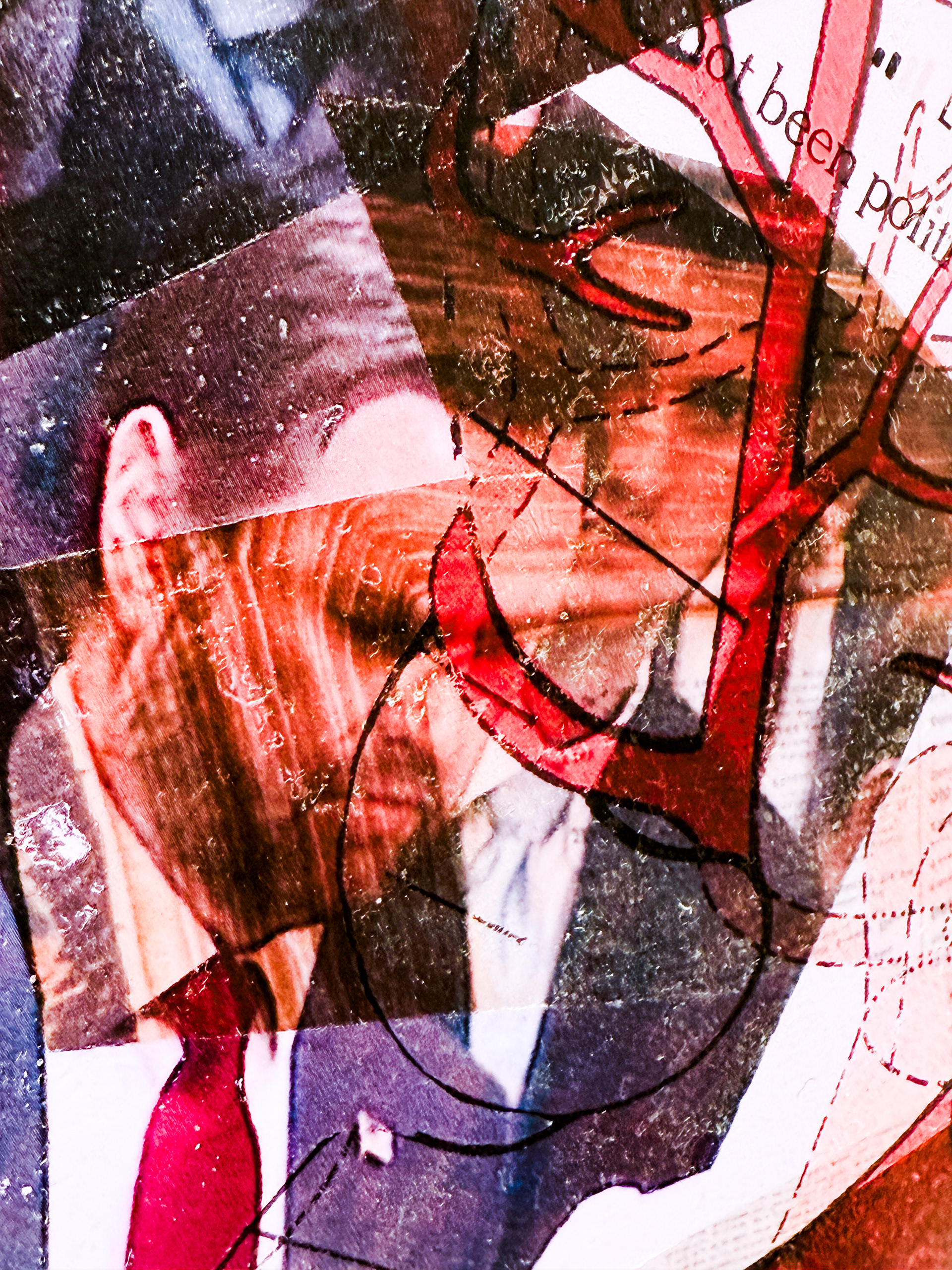 Our Better Angels: J6, 2025, acrylic image transfer on aluminum dibond, chain, vinyl., detail.