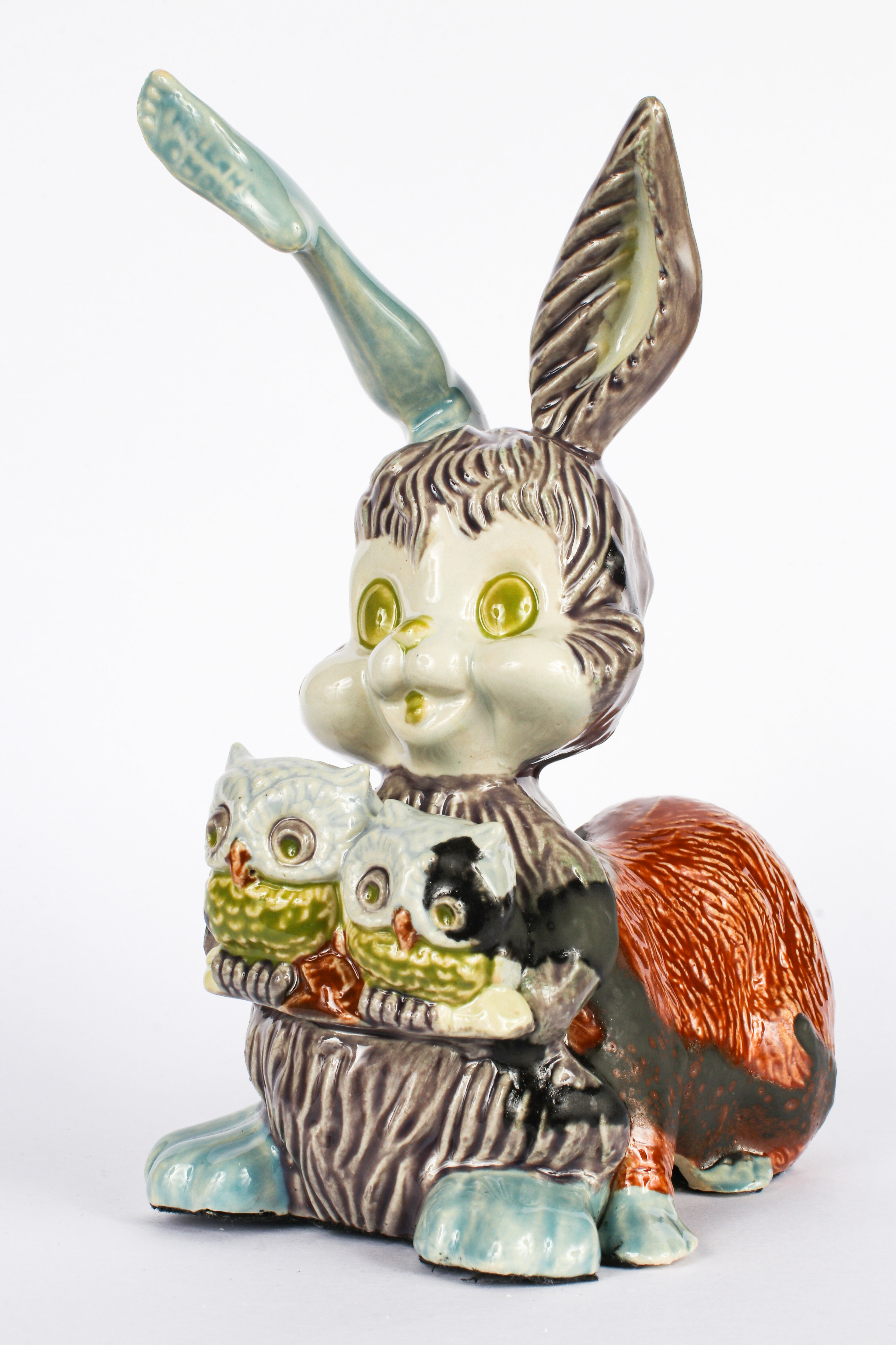  Double Owl Rabbit Beaver, 2022, slip cast porcelain, glaze, 6.5 x 5 x 3 in