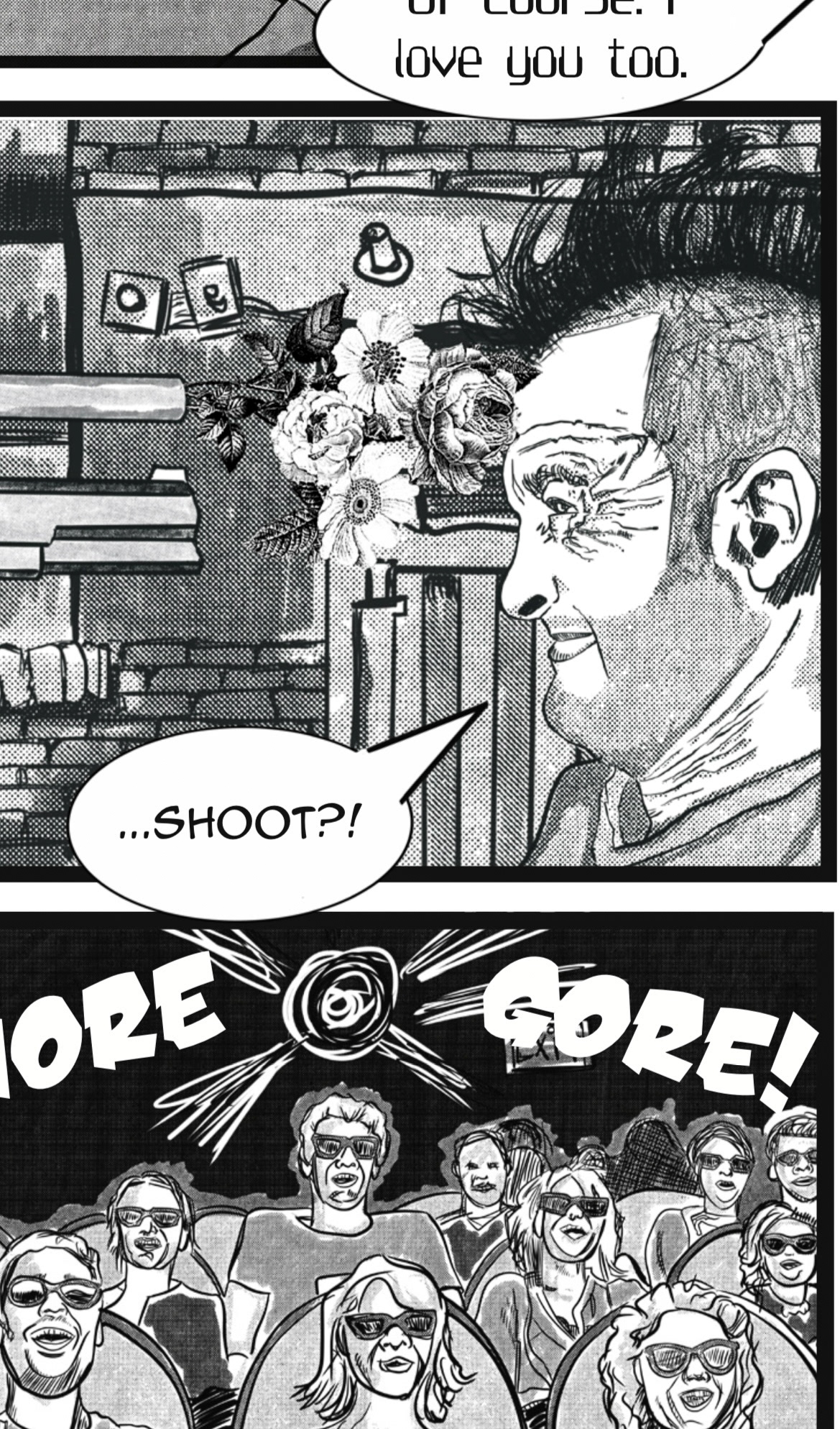 Total Regret: Confessions of a Violence Influencer, 2023, ink drawing printed on Diebond, detail