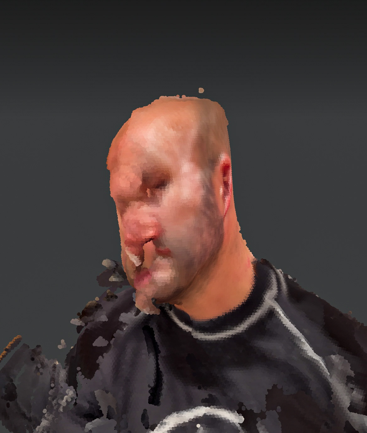 Hyper-Masculinity Schism 1, 2023, 3D scan on Diebond, 18” x 24”