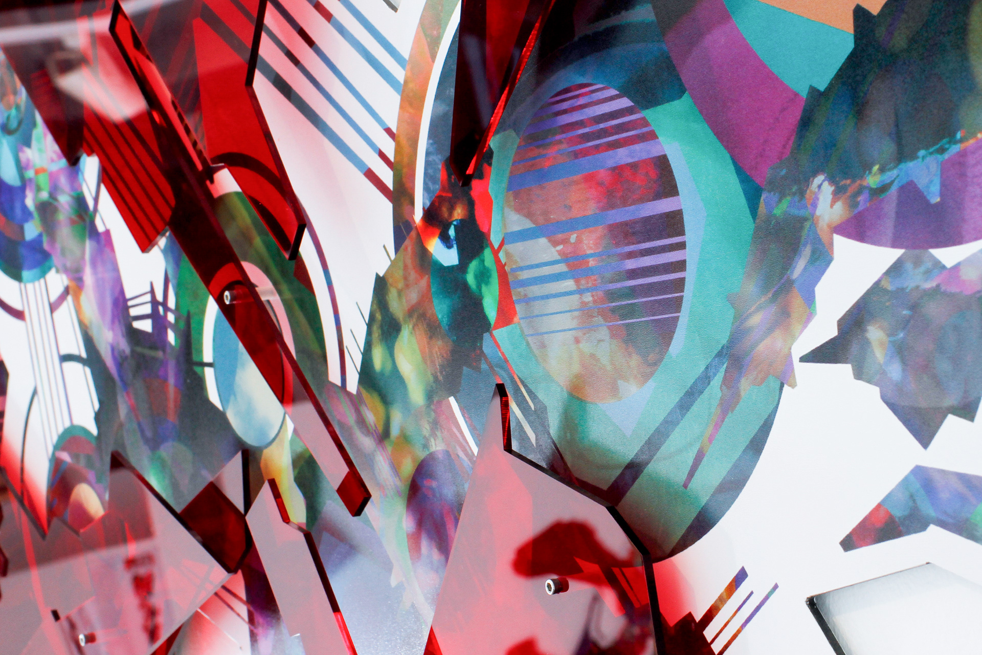 Meta Memory 75, 2017, manipulated digital photo collage with laser-cut acrylic on aluminum Dibond, detail