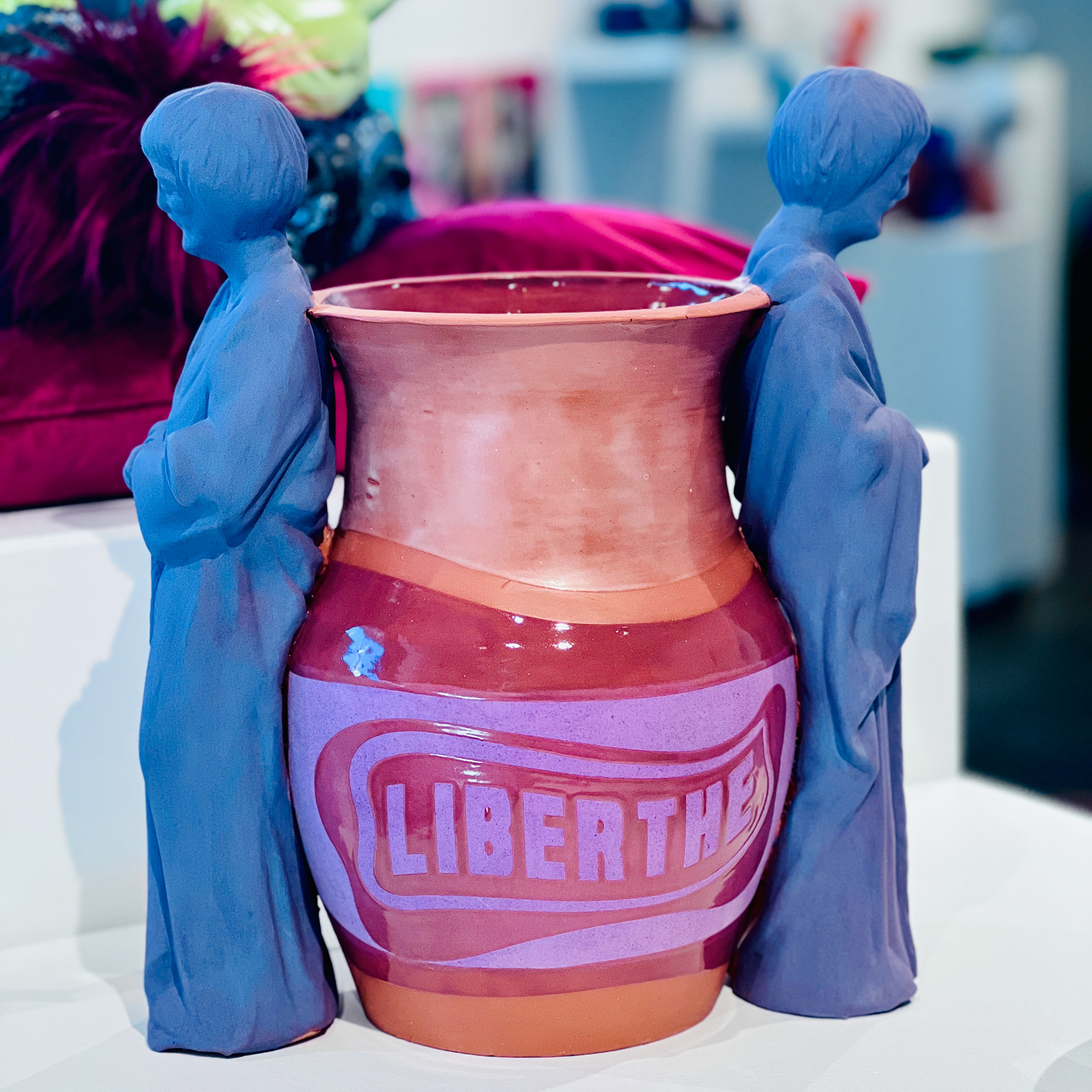 Liberthe, 2024, glaze on low-fire terracotta, 6 x 10 x 12 in