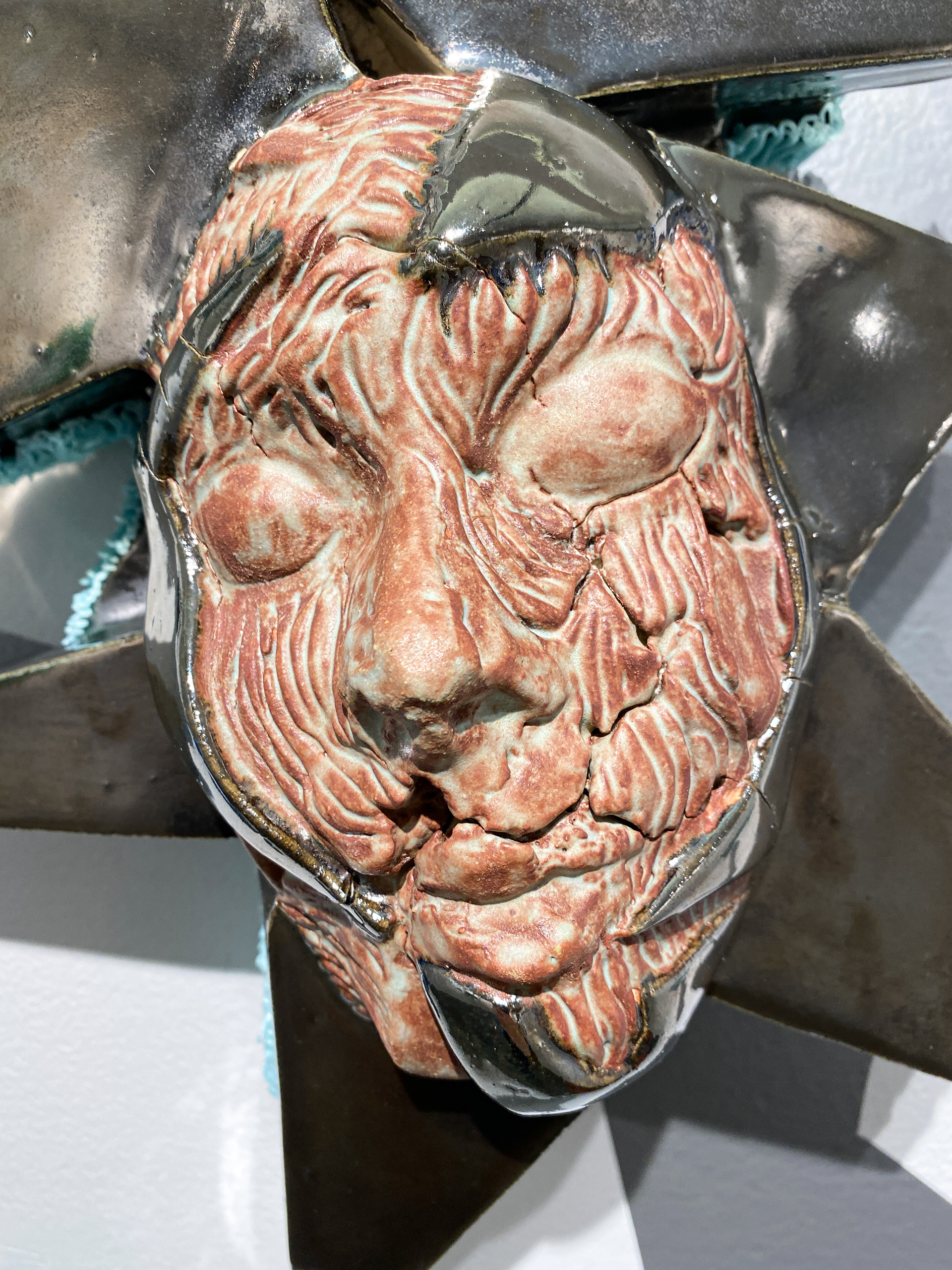Singularity Artifacts (center face), 2022, ceramic, glaze and PLA, detail