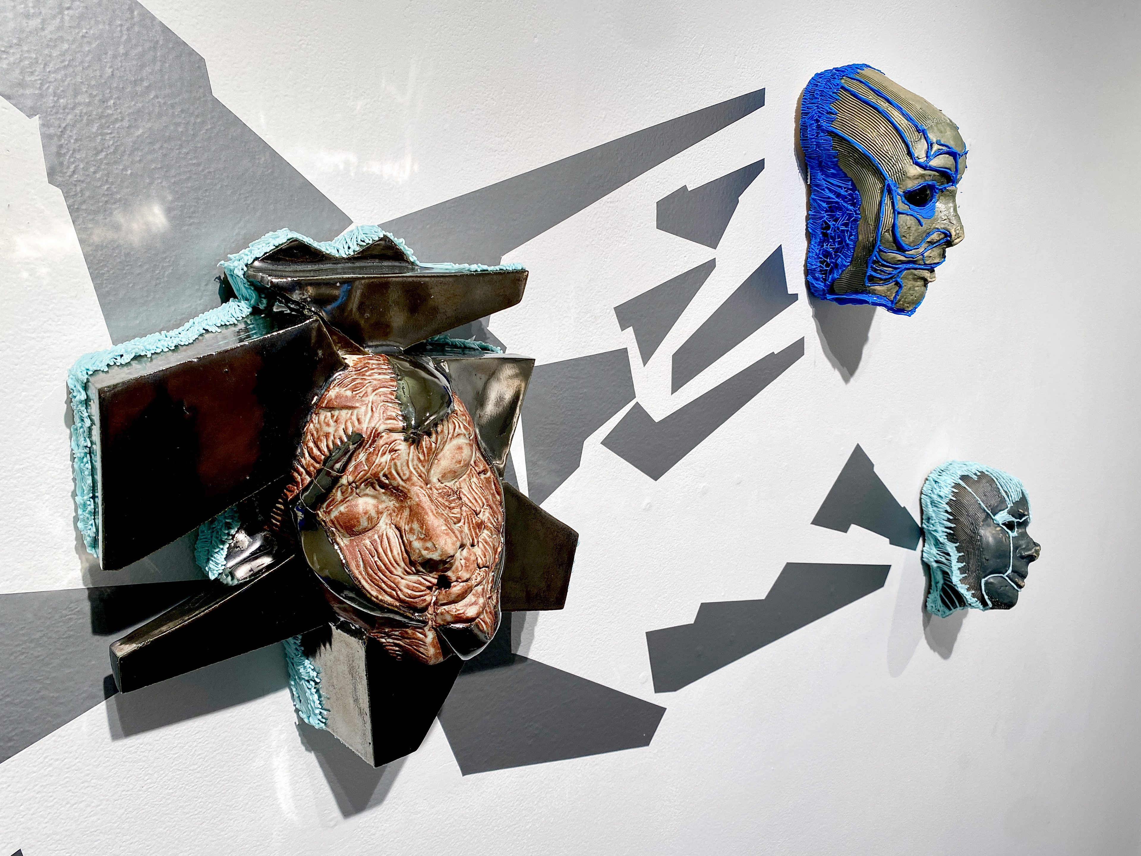 Singularity Artifacts (center face), 2022, ceramic, vinyl and PLA
