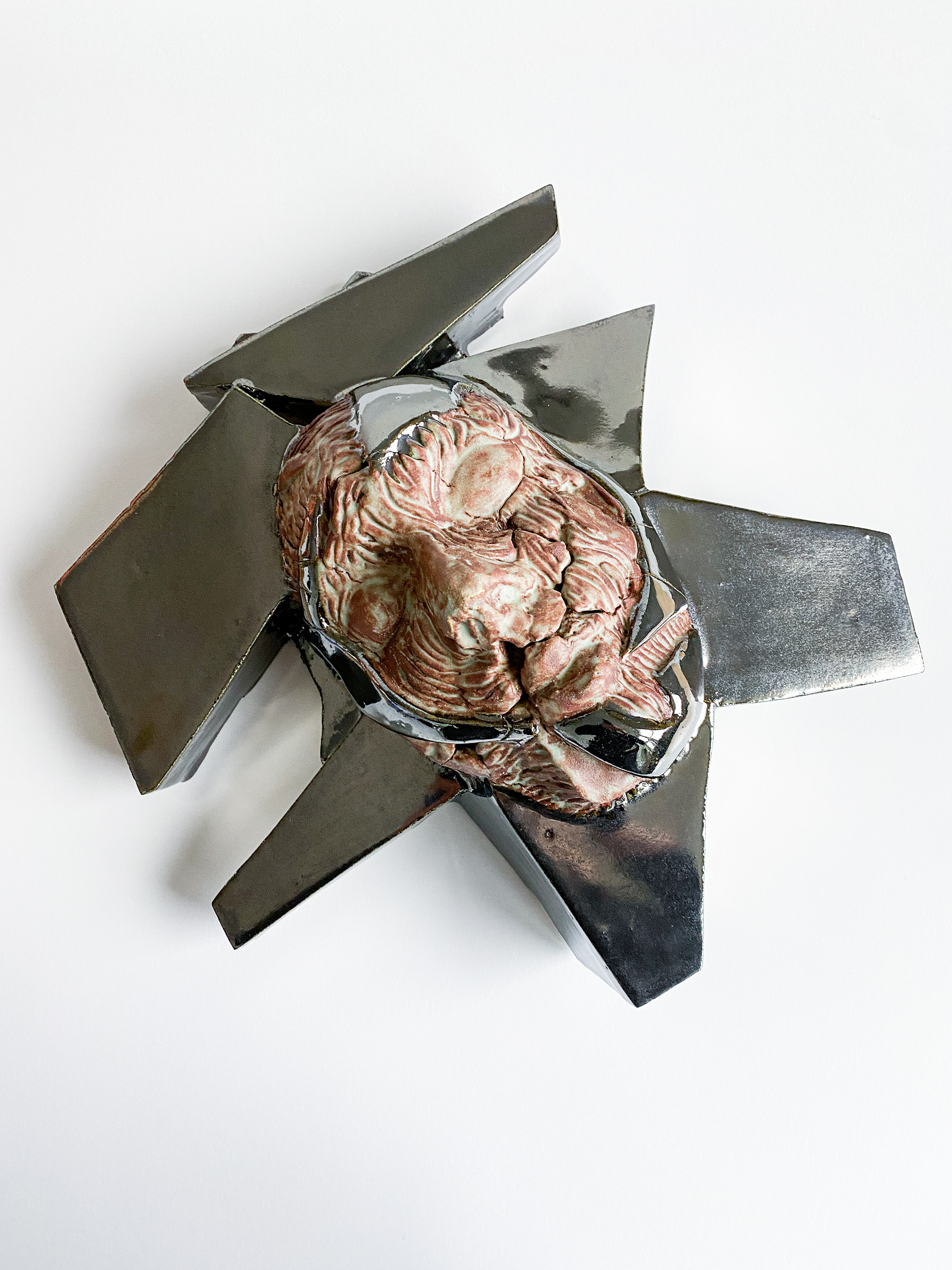 Singularity Artifacts (center face), 2022, ceramic, glaze and PLA