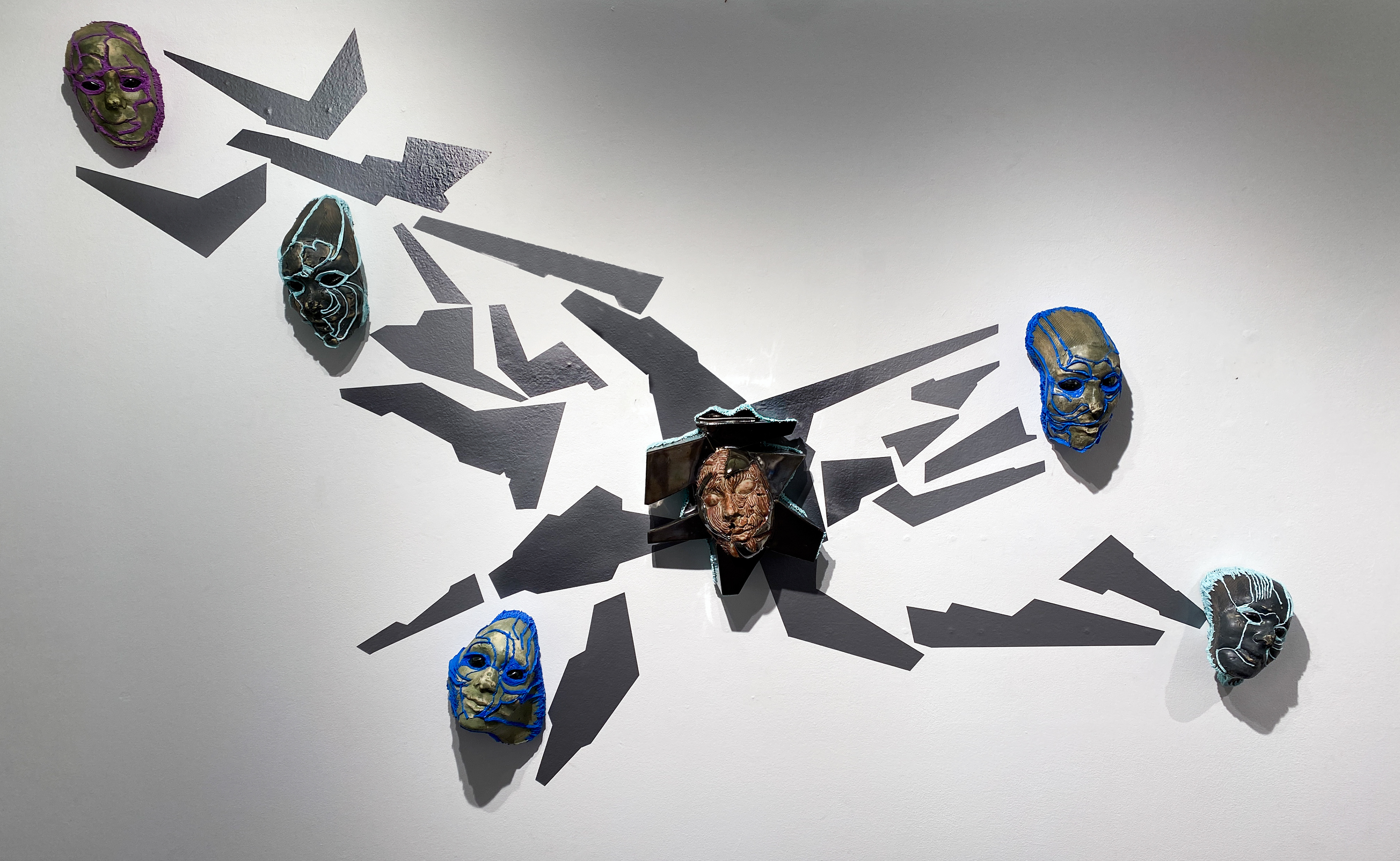 Singularity Artifacts , 2022, ceramic, vinyl, glaze and PLA