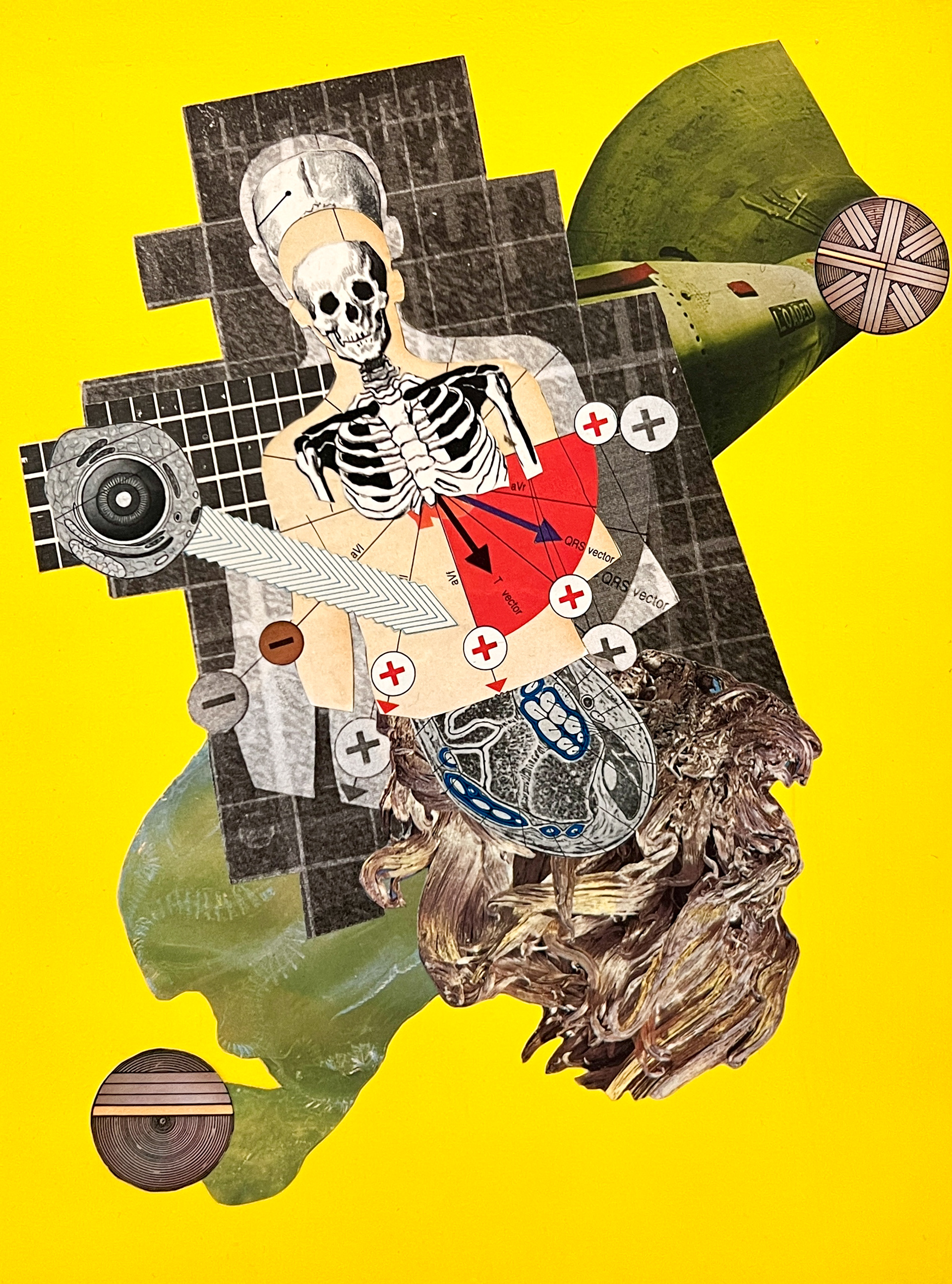 Reconciling Masculinity, 2023, paper, glue, acrylic paint, archival satin matte medium top coat on birch panel 8 