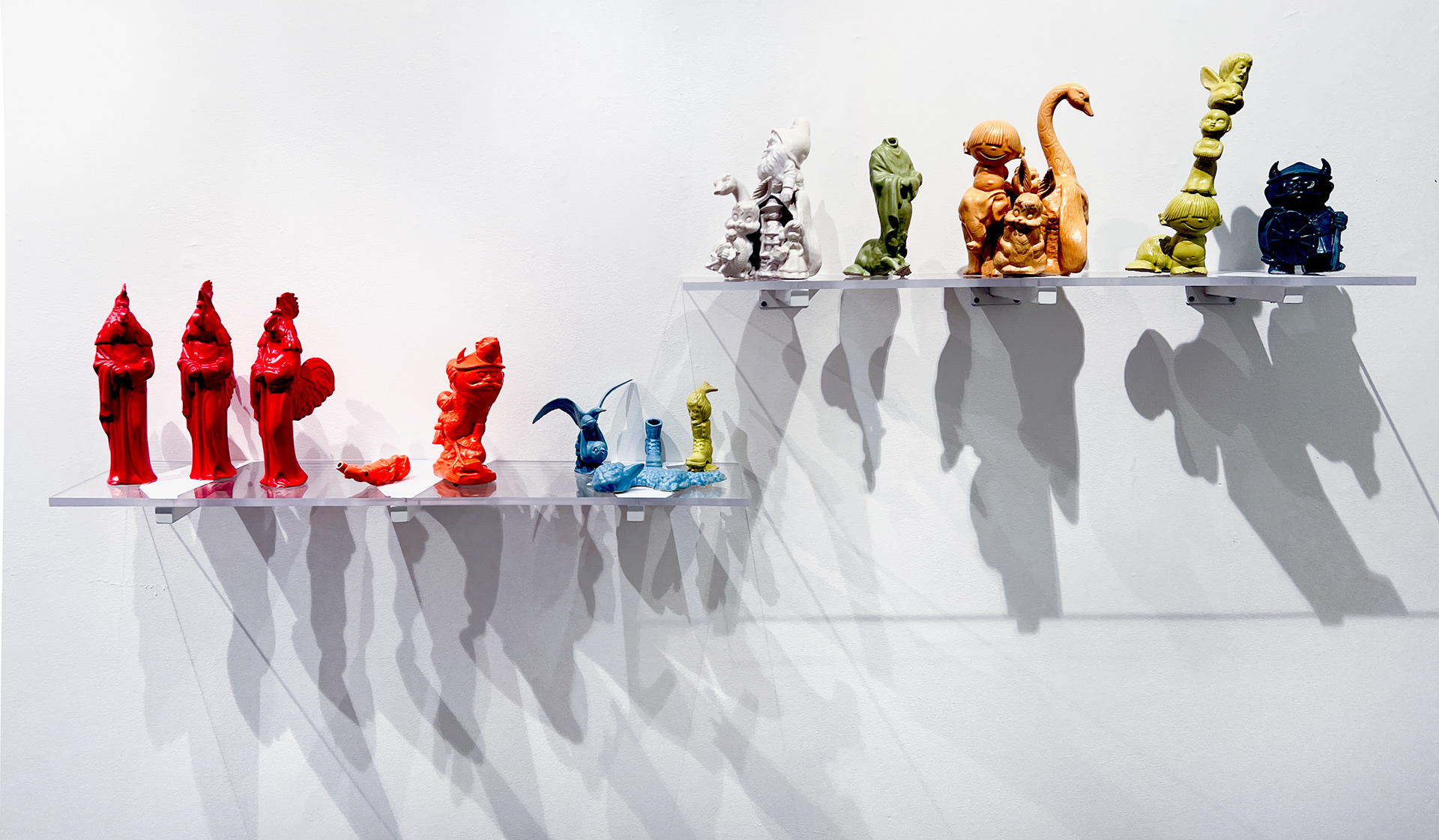 Reconciling Masculinity Installation view, slip-cast ceramics, variable sizes