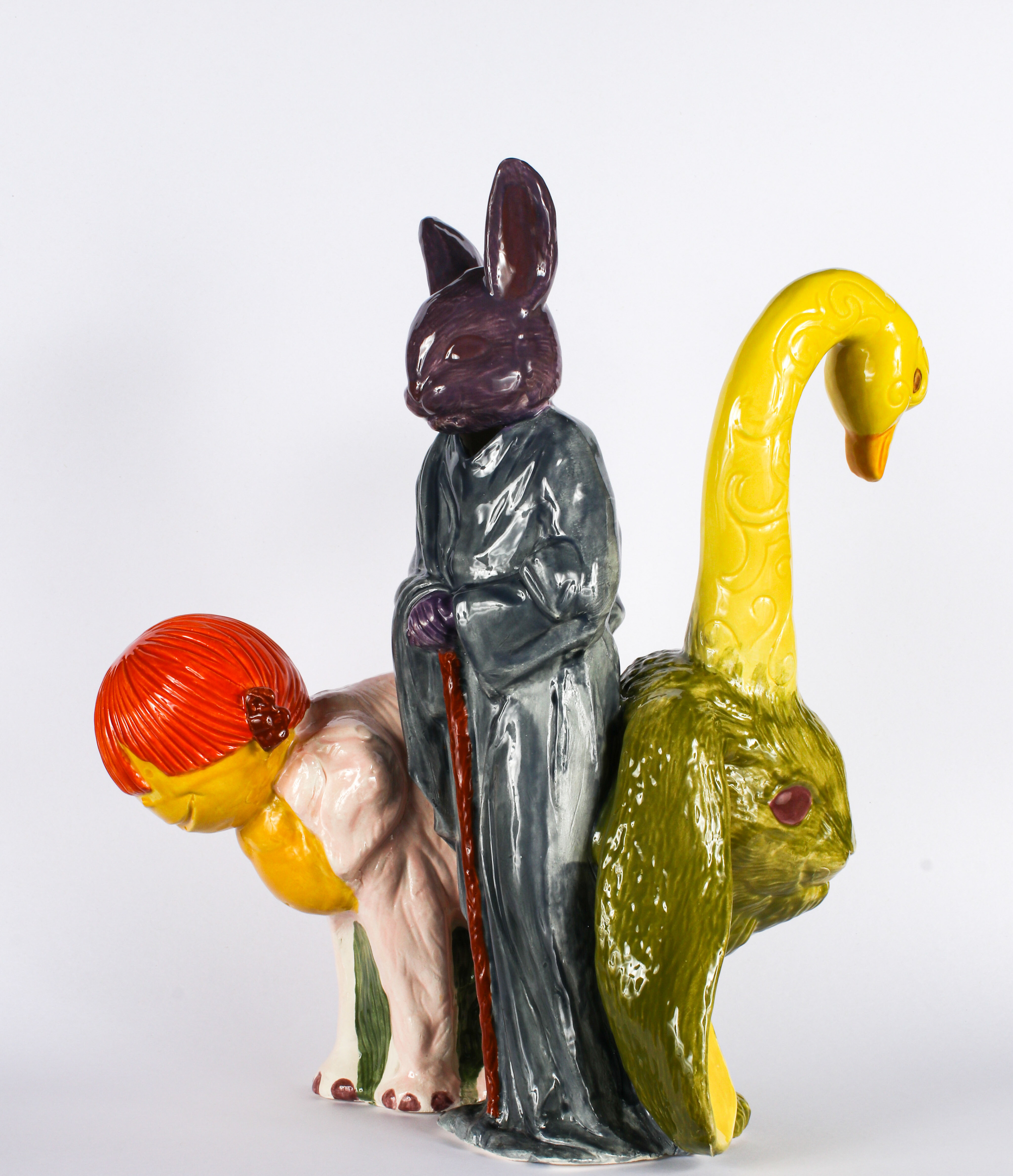 Rabbit, Boy, Prophet, Swan, 2022, slip cast porcelain, glaze