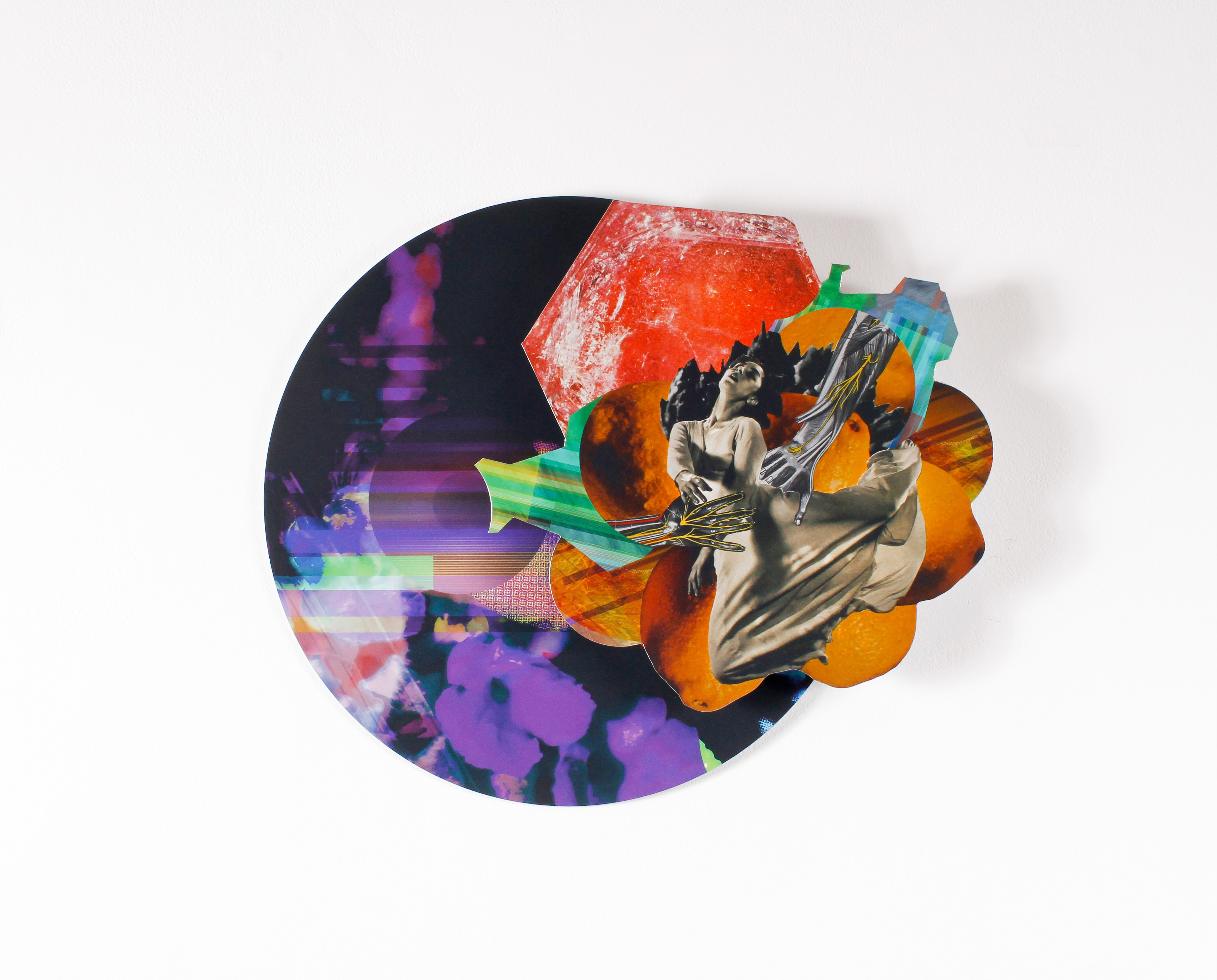 Transmission 8, 2018, manipulated analog and digital collage on aluminum Dibond, 20 x 20 in