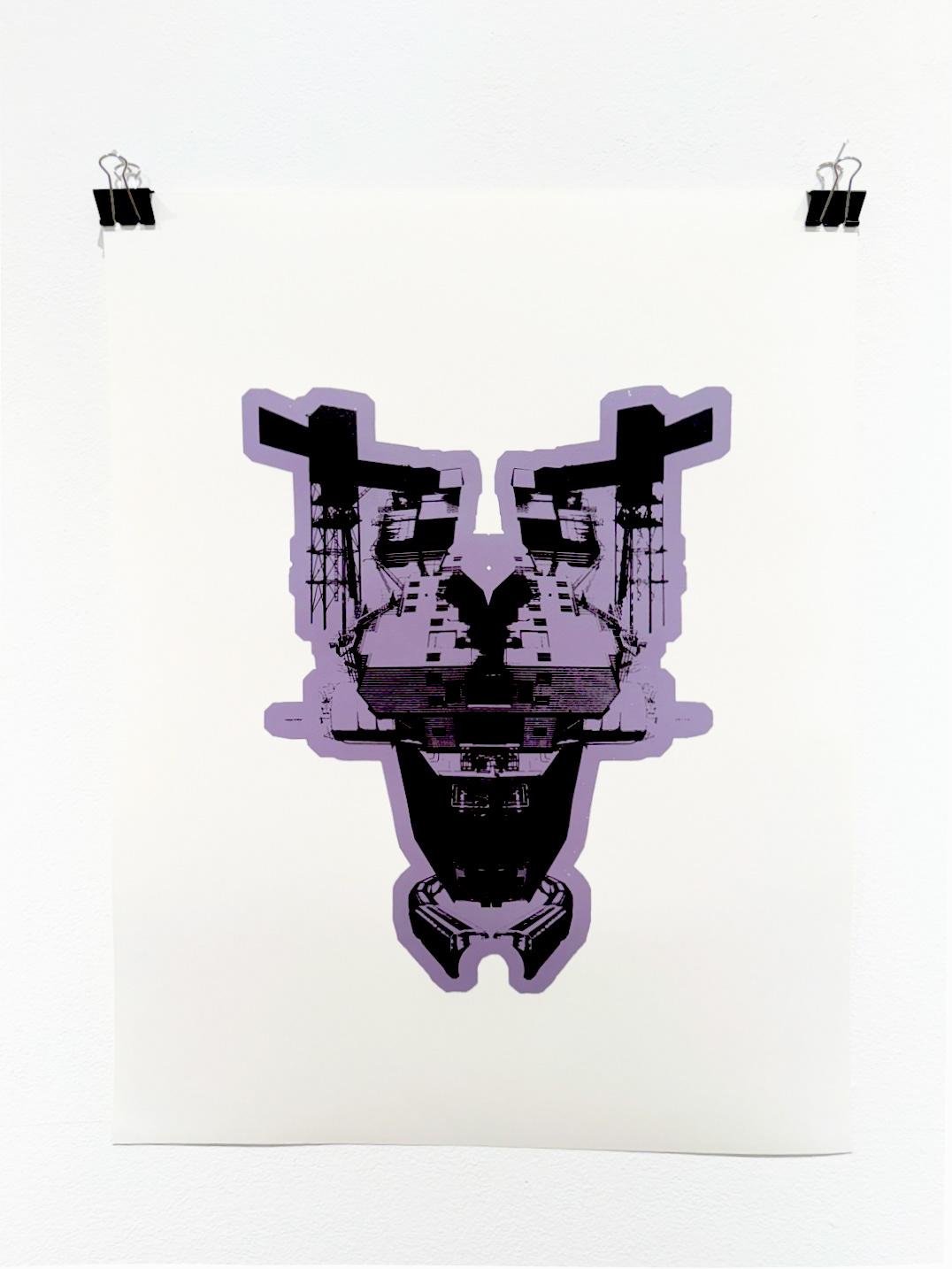 Industrial Rorschach 3, 2026, silk screen on 300g smooth cold-pressed watercolor paper, 18” x 24”.