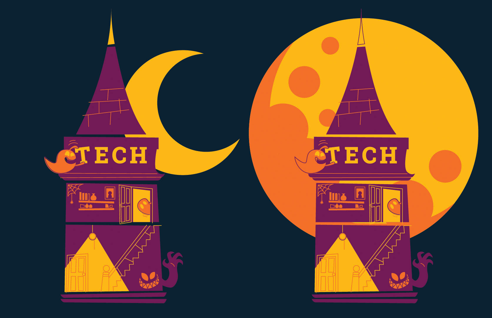 Two designs created for the 2019 Halloween Holla event for Georgia Institute of Technology.