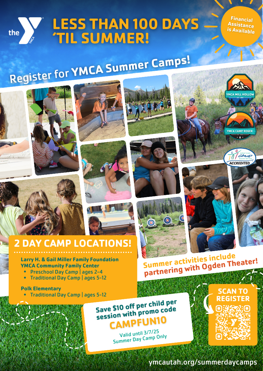 Promotional marketing graphic for the YMCA of Northern Utah
