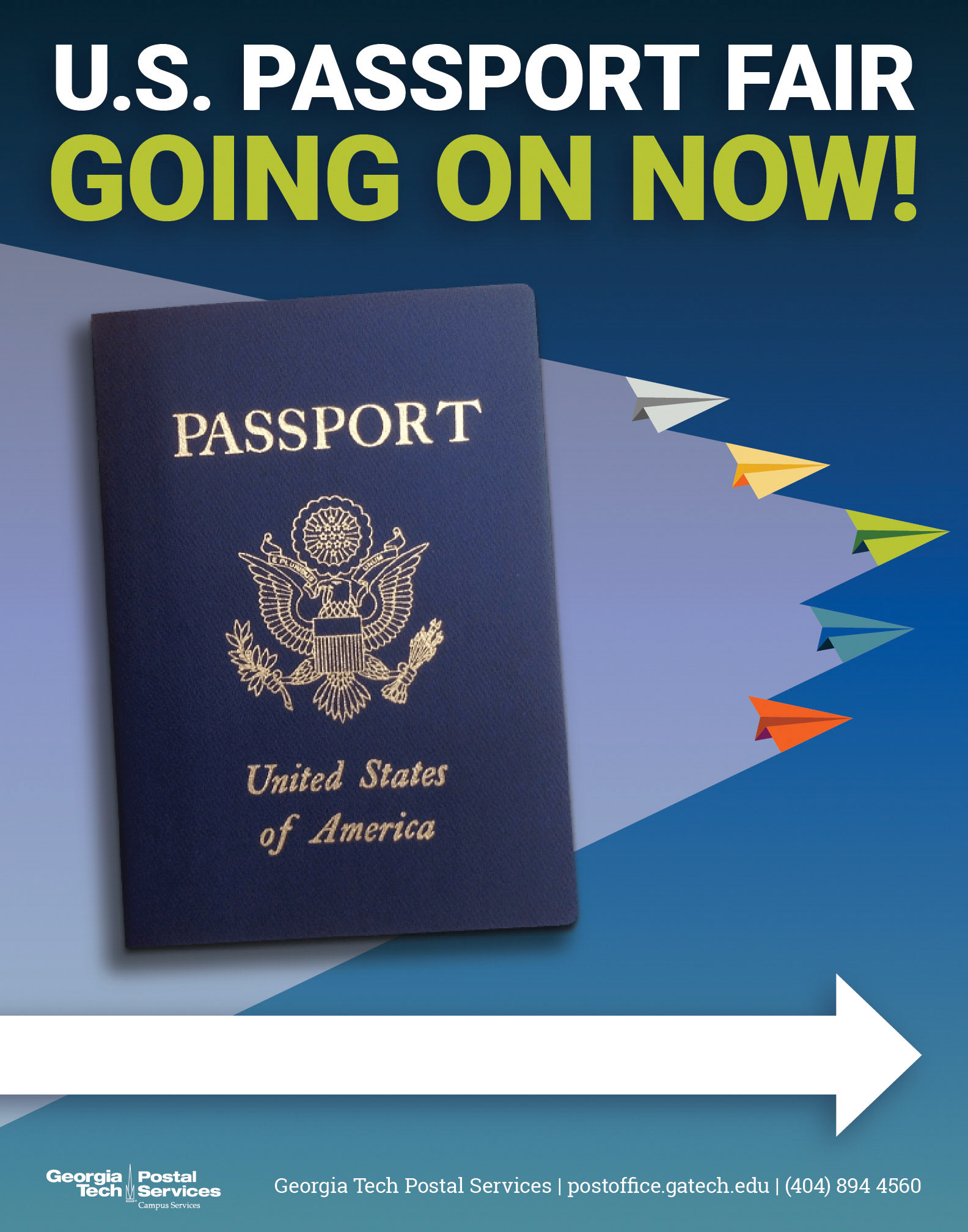 Signage for the 2019 Georgia Tech Passport Fair.