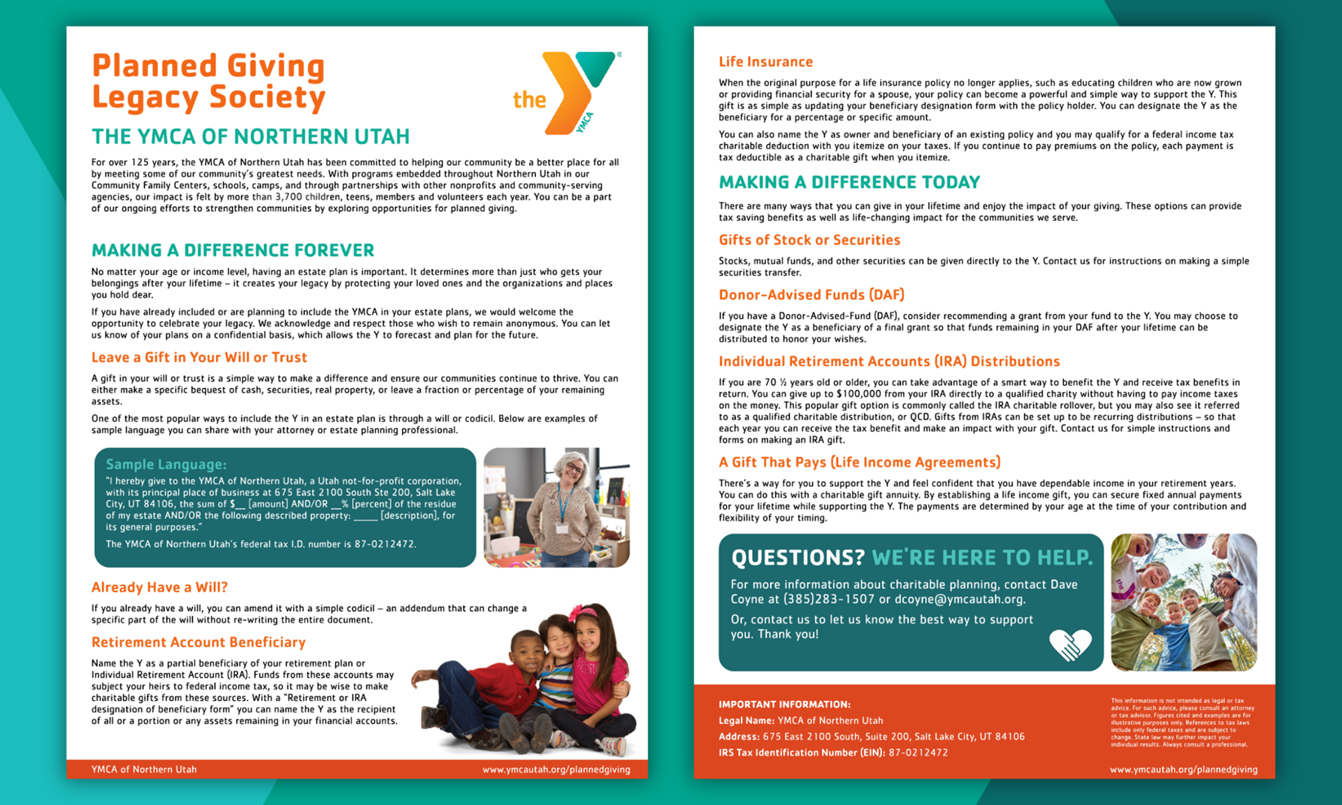 Planned Giving 1-pager for the YMCA of Northern Utah