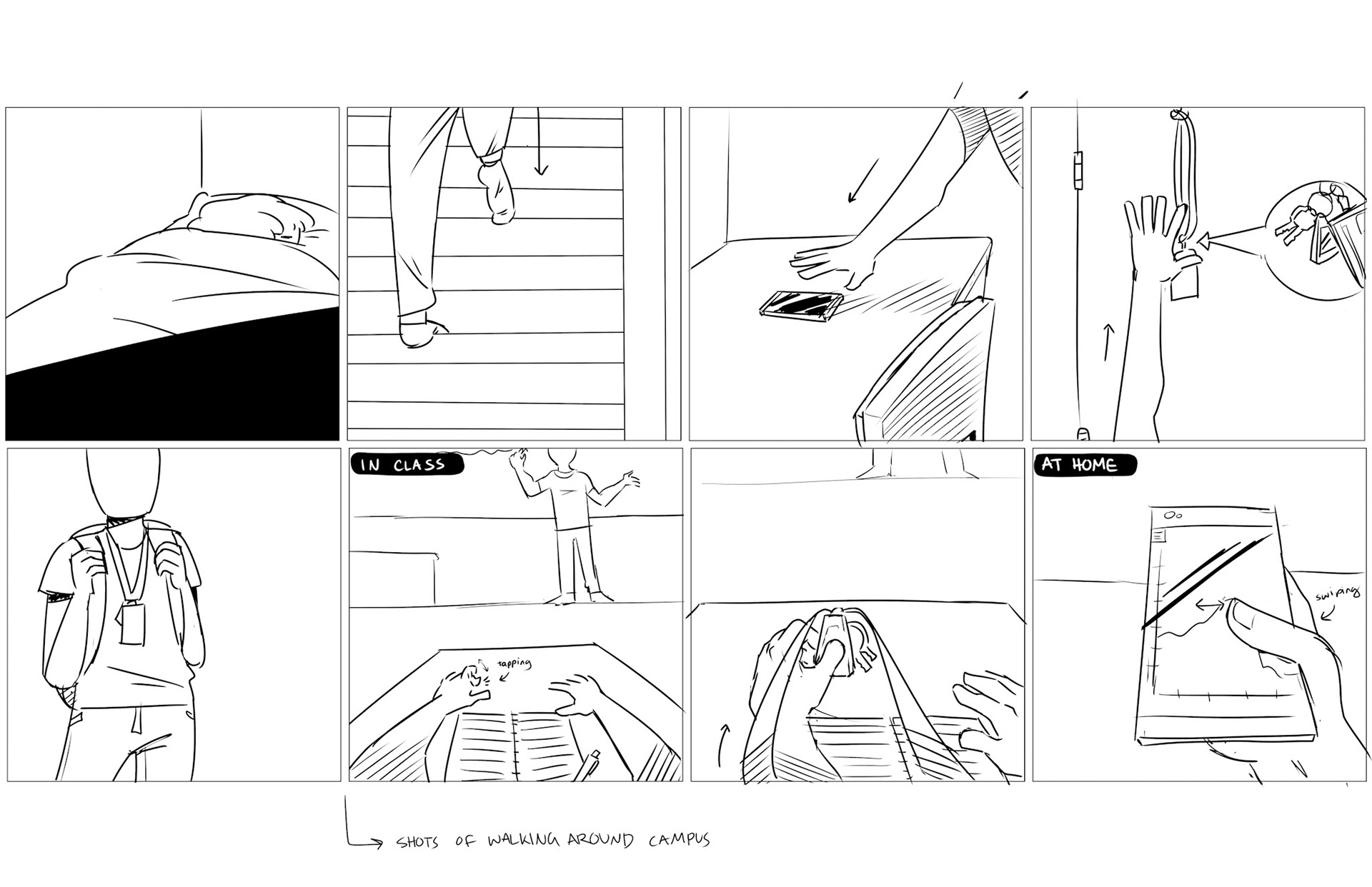 Storyboard for wellness project in junior design studio.