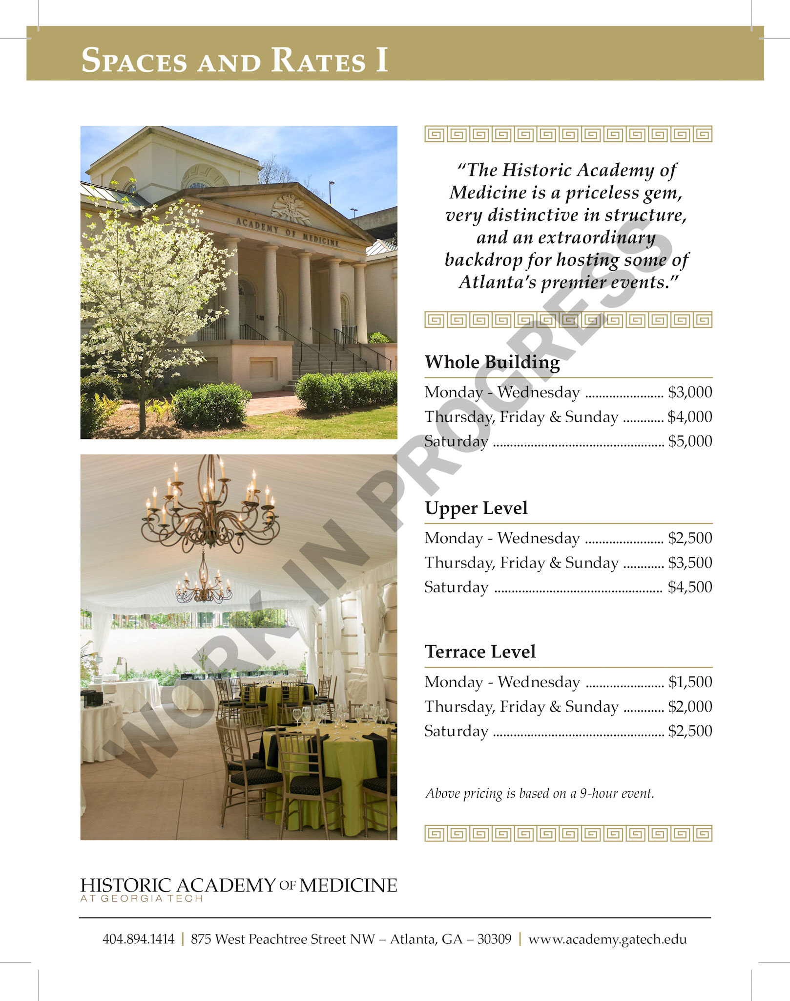 Page 1 of a tiered informational handout for the Academy of Medicine at Georgia Tech.