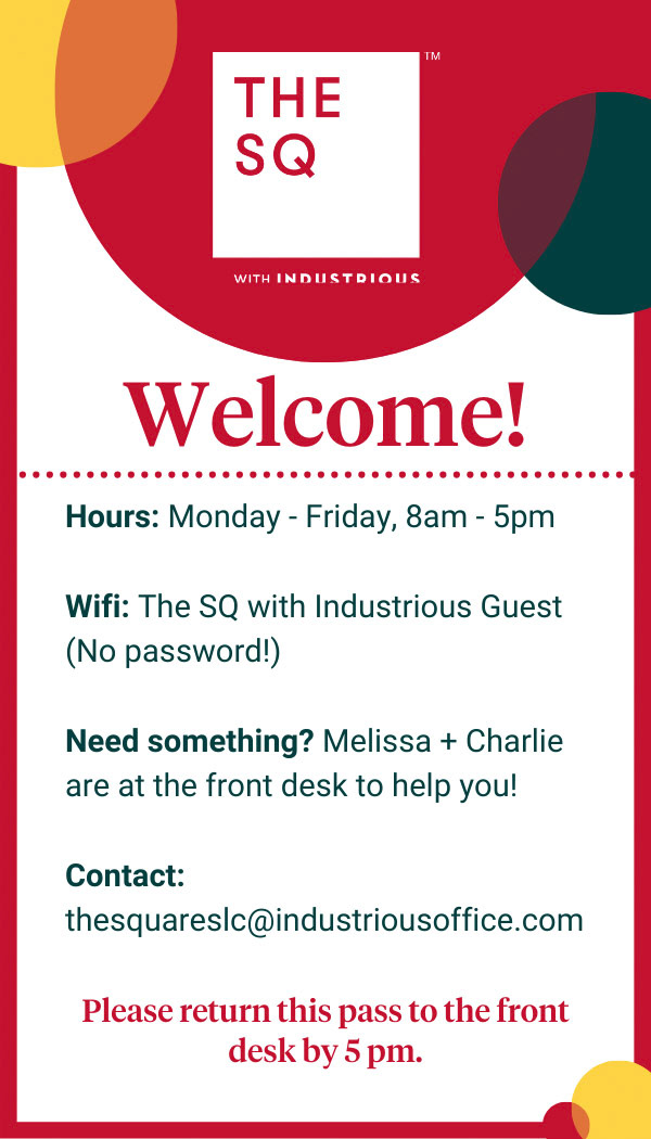 Front of a small card put inside guest passes.