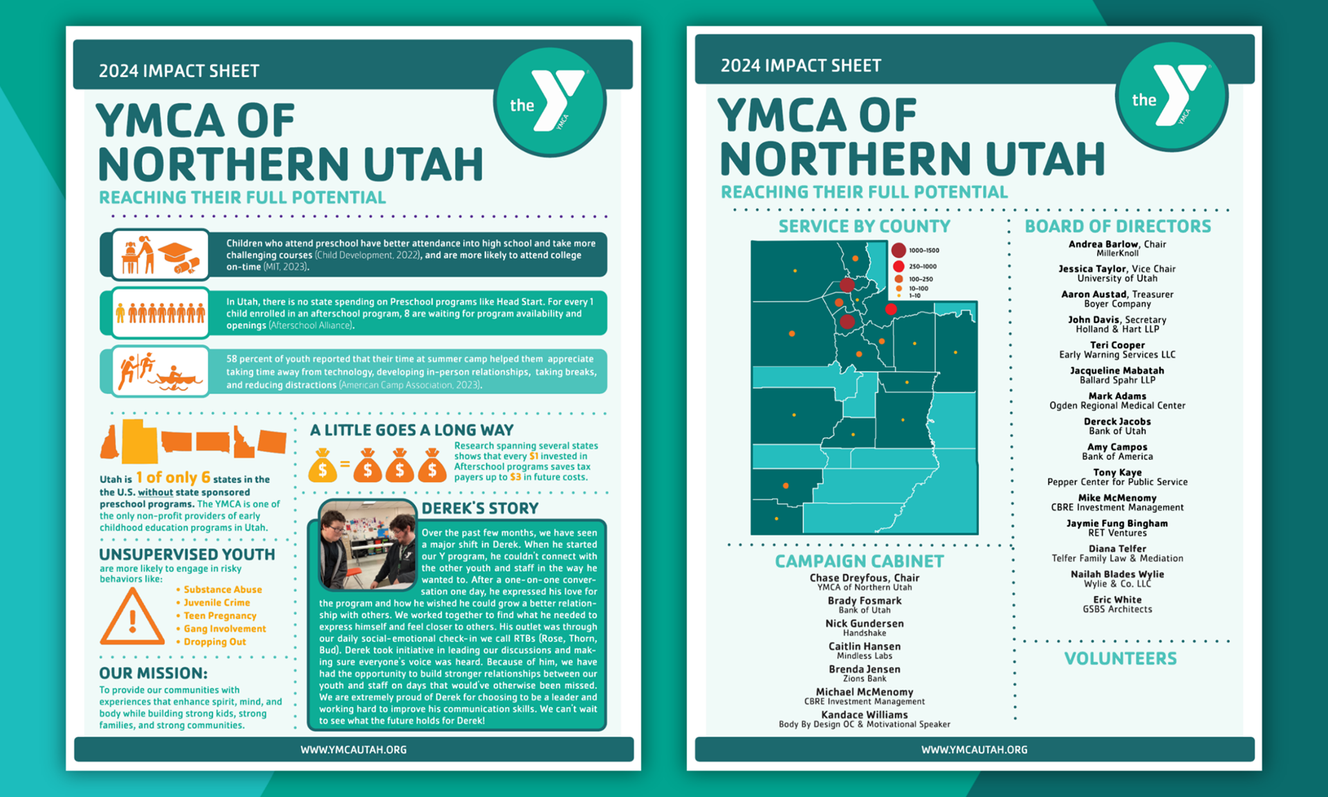 Impact Report 1-pager for the YMCA of Northern Utah