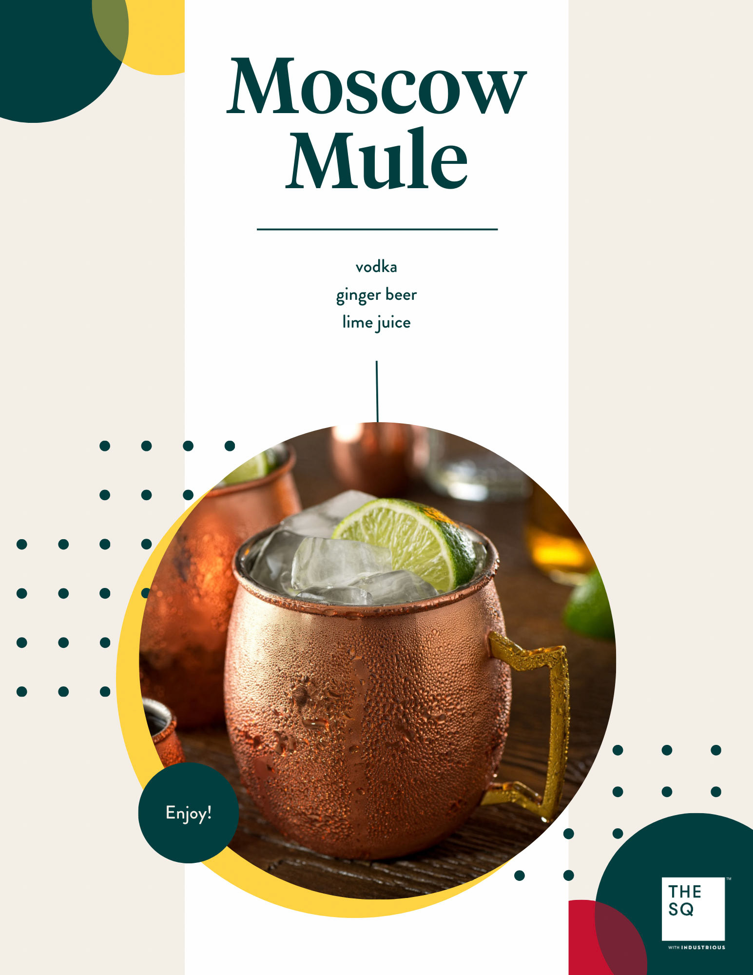 Design created to show drink components for happy hours.