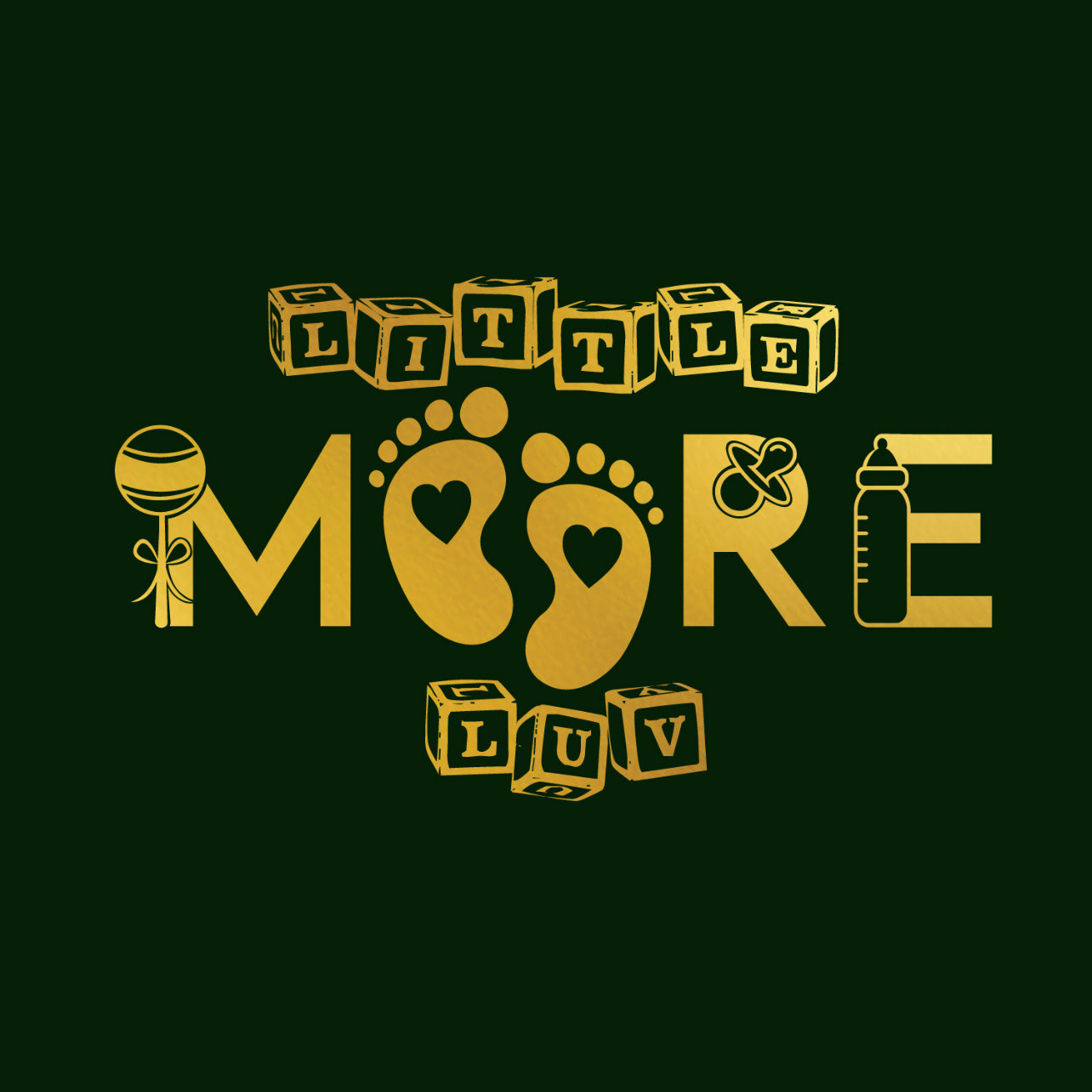 The “Little Moore Luv” logo was specifically made for the baby shower and was placed throughout the venue. The client wanted as much baby symbolism as possible throughout the logo.