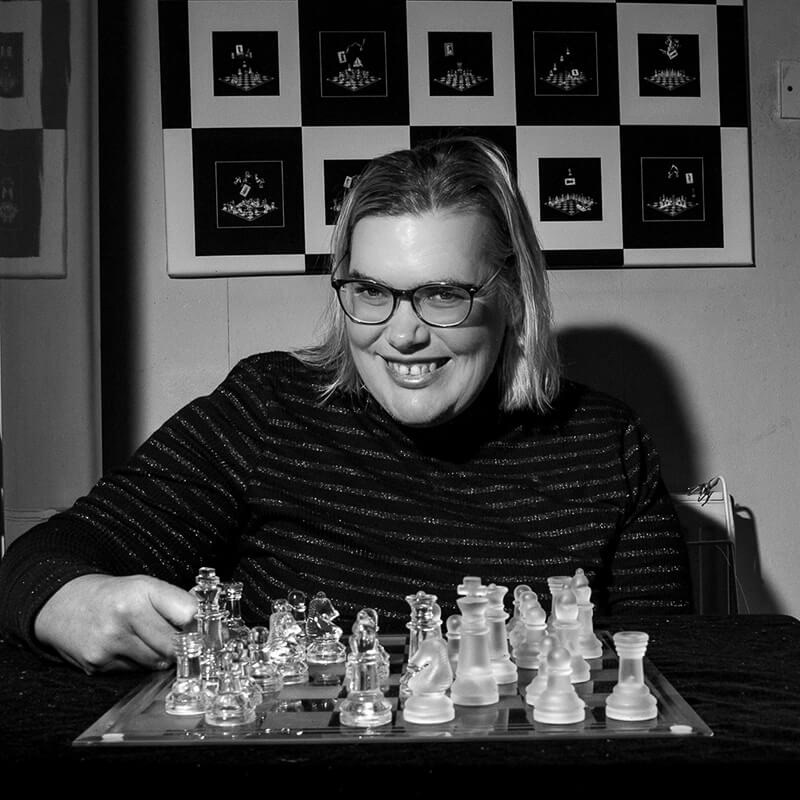Nancy Pinkerton Playing Chess