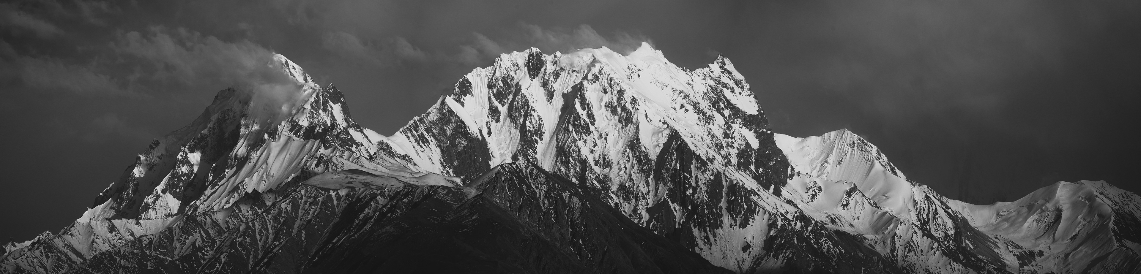 View of Golden Peak mountains from Eagle's Nest View Point, Gilgit Baltistan, Pakistan, on 5th May 2022.