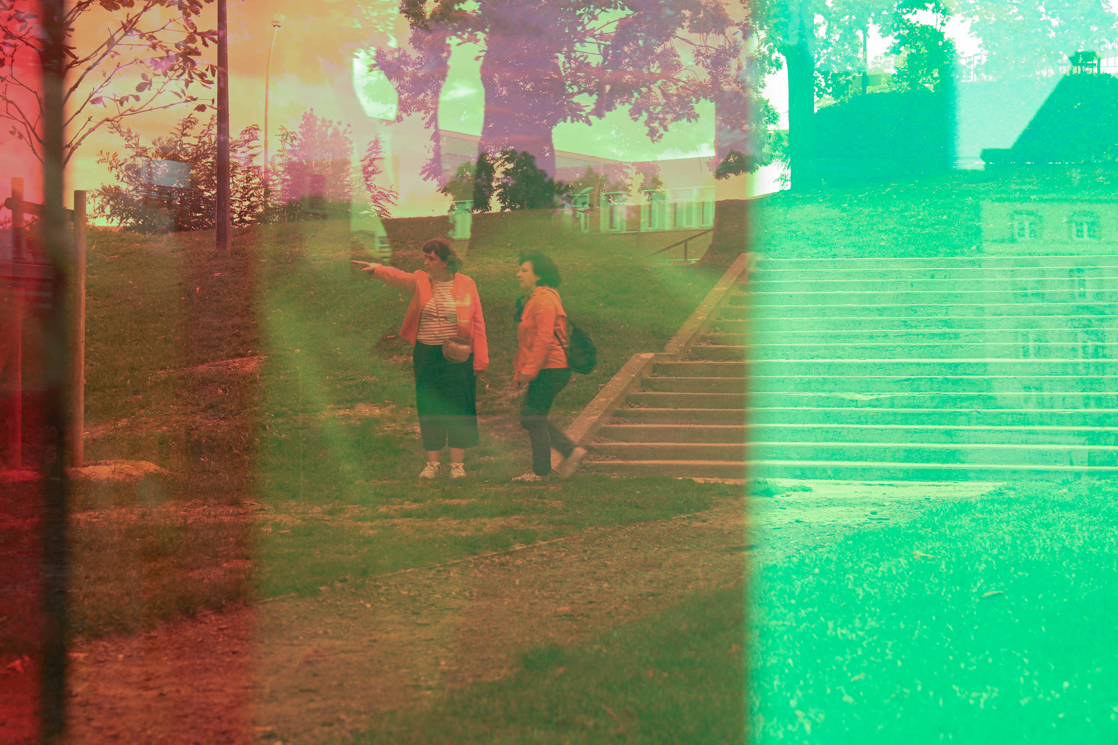 Two women strolling in Citi Universitaire, Paris, France, September 15th 2022.