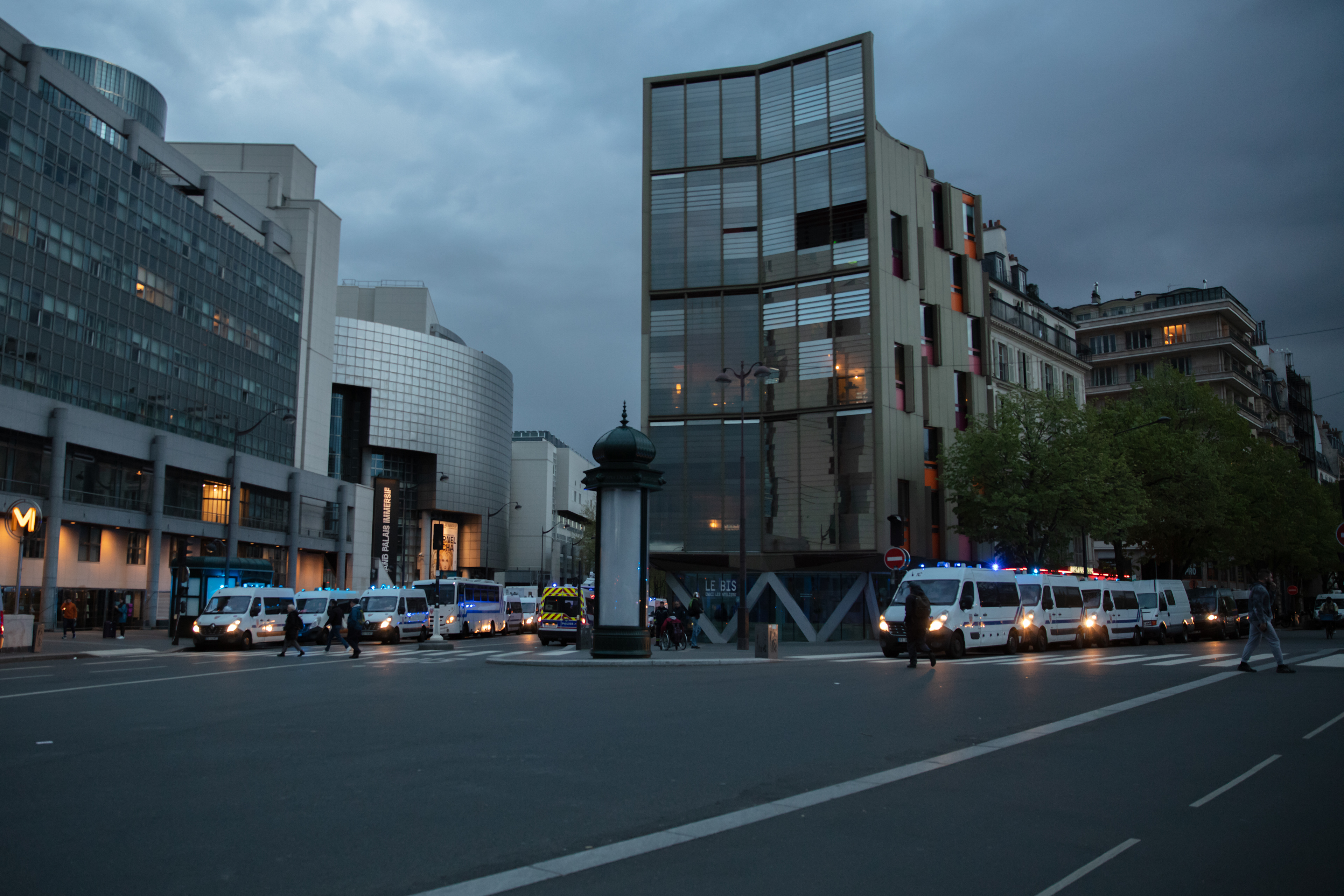 Police gather at the Opéra Bastille, Paris, France, on April 13th 2023.